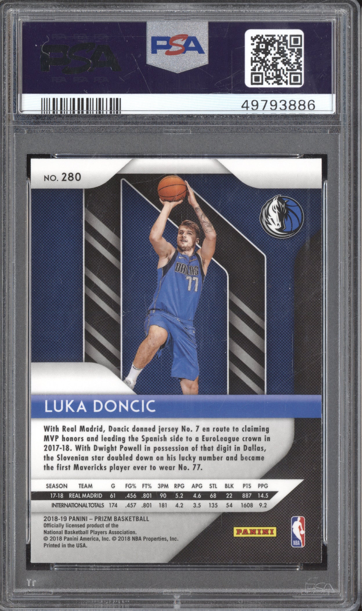 Luka Doncic 2018-19 Panini Prizm 280 RC PSA 10