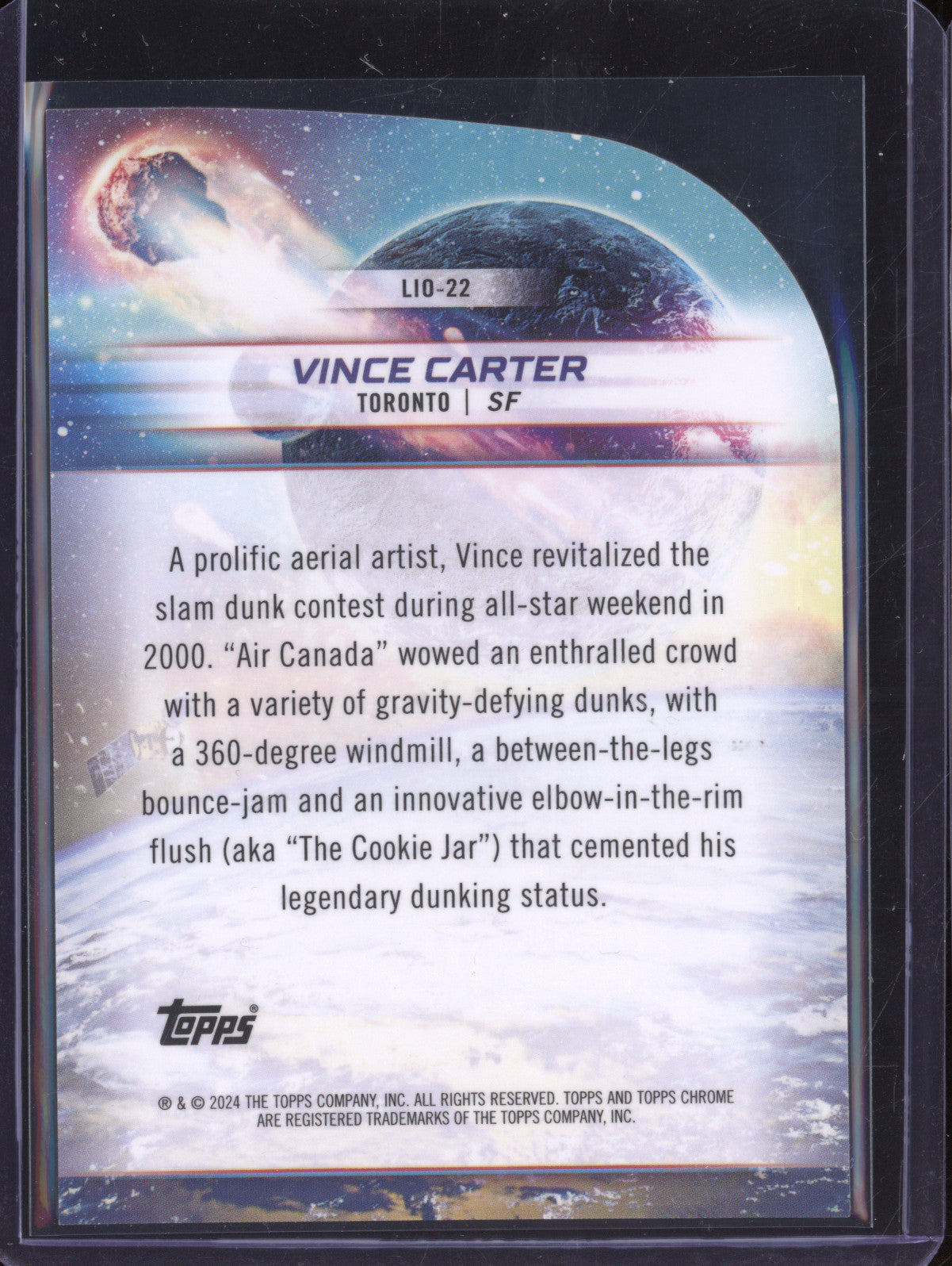 Vince Carter 2023-24 Topps Cosmic Chrome Launched into Orbit Blue Moon 57/99