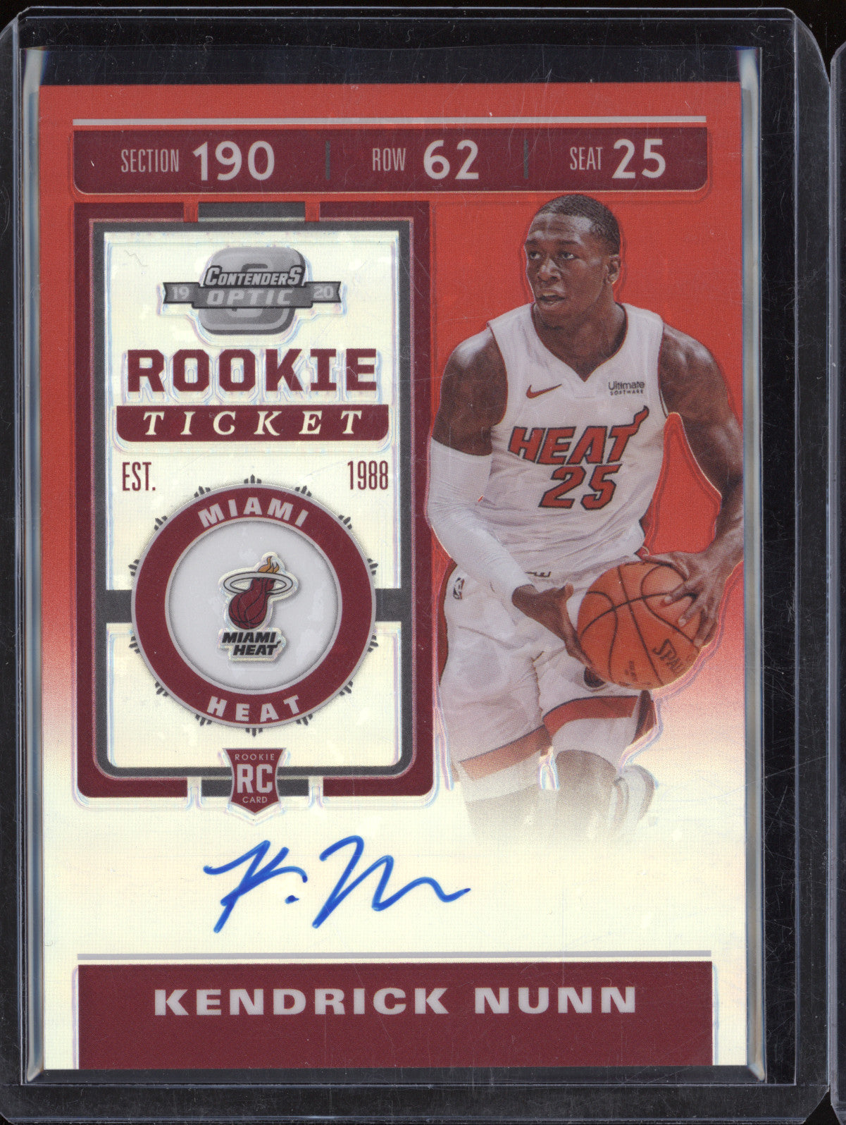 Kendrick Nunn 2019-20 Panini Contenders Optic 117 Rookie Ticket Auto Red RC /149