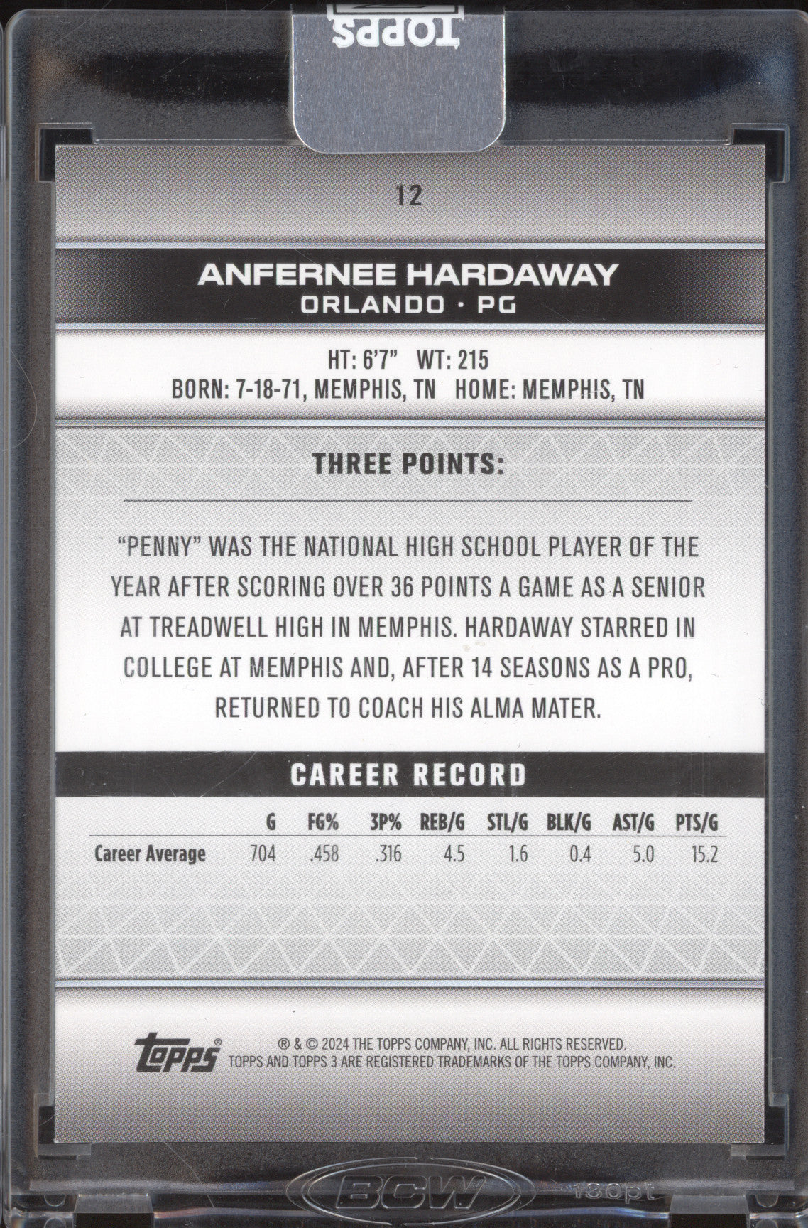 Anfernee Hardaway 2023-24 Topps 3 12 Bronze 4/25