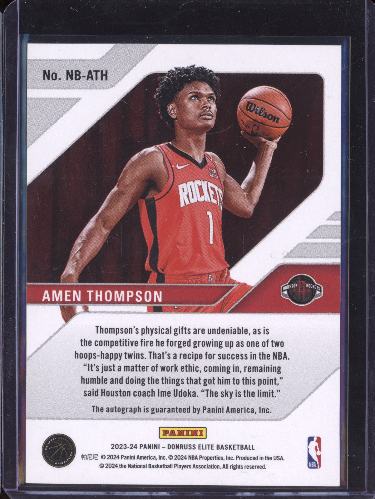 Amen Thompson 2023-24 Panini Donruss Elite NB-ATH New Breed Auto RC