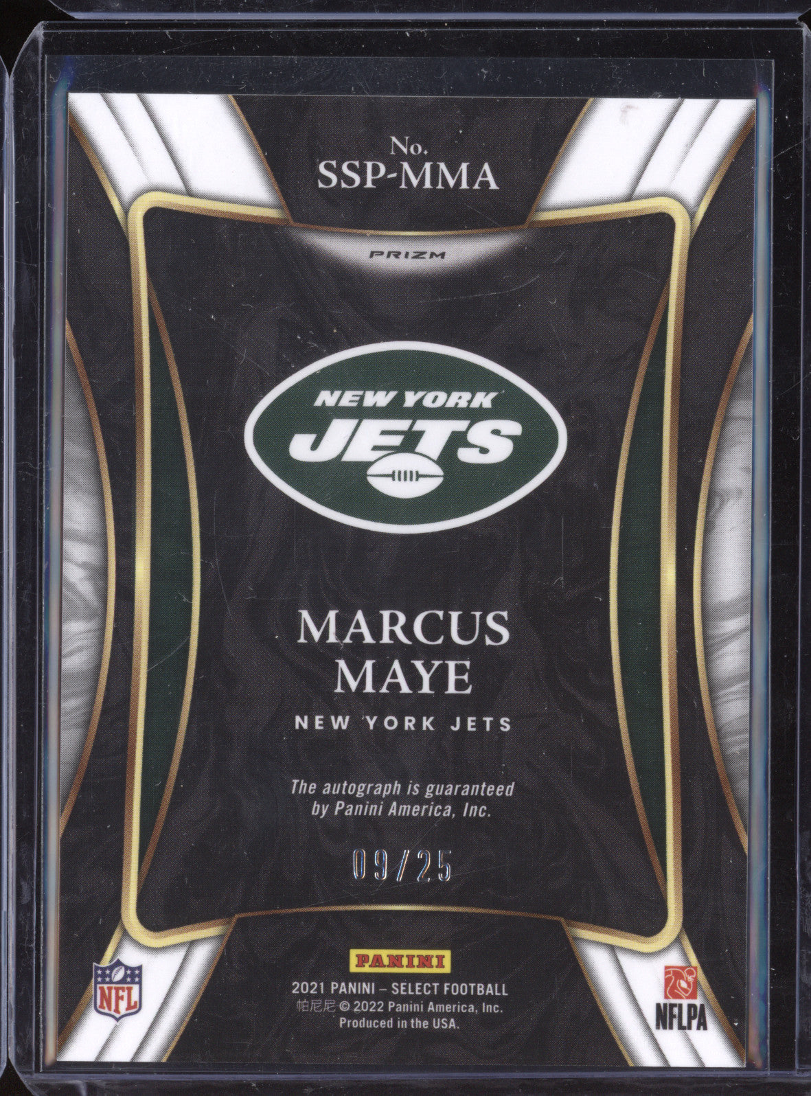 Marcus Maye 2021 Panini Select SSP-MMA Select Signatures Prizm Tie-Dye 9/25