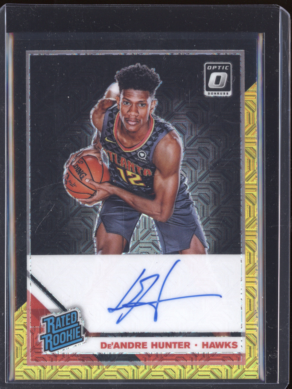 De'Andre Hunter 2019-20 Panini Donruss Optic 198 Rookie Auto Black Gold RC 1/8