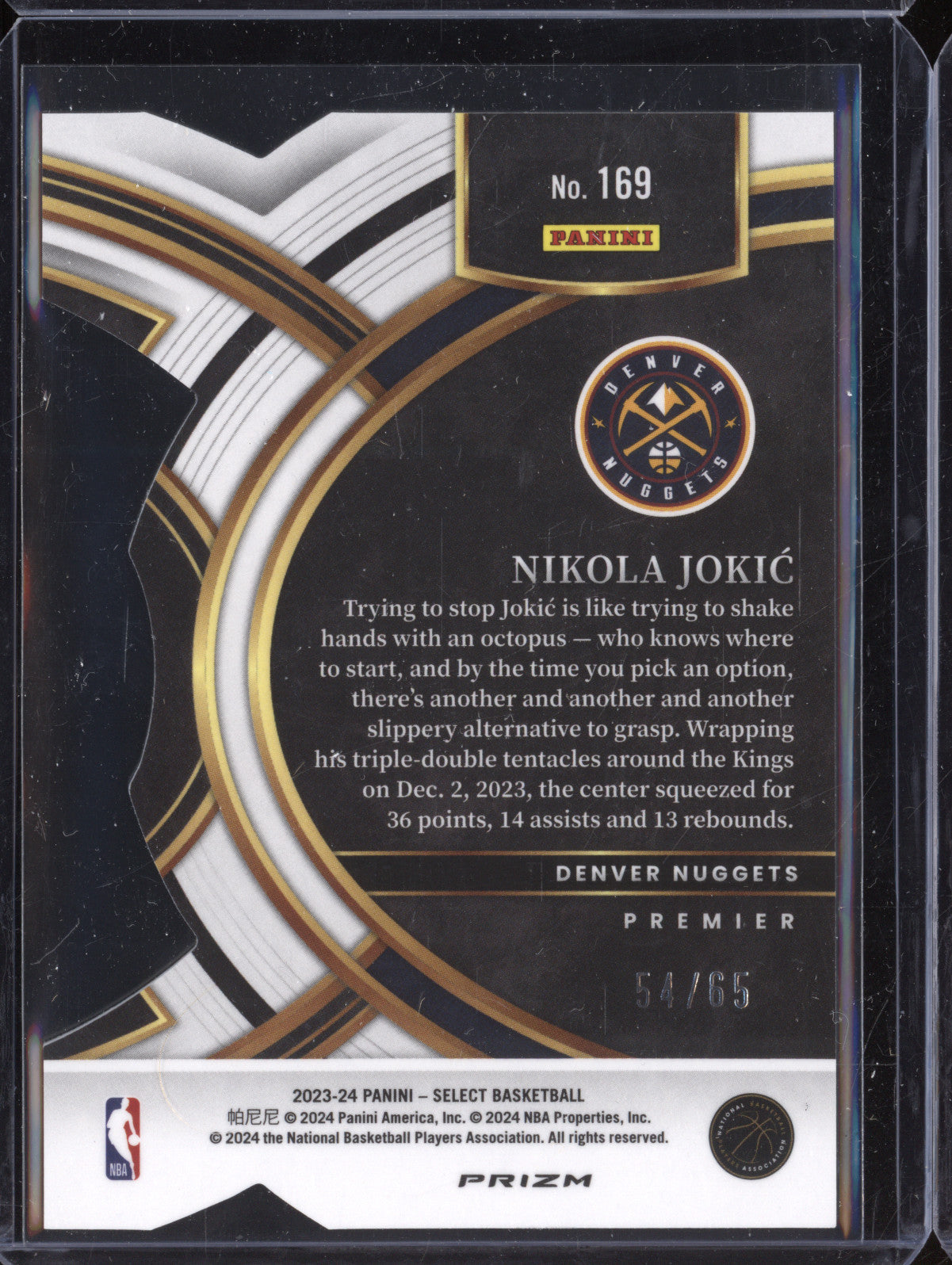 Nikola Jokic 2023-24 Panini Select 169 Orange Die-Cut 54/65