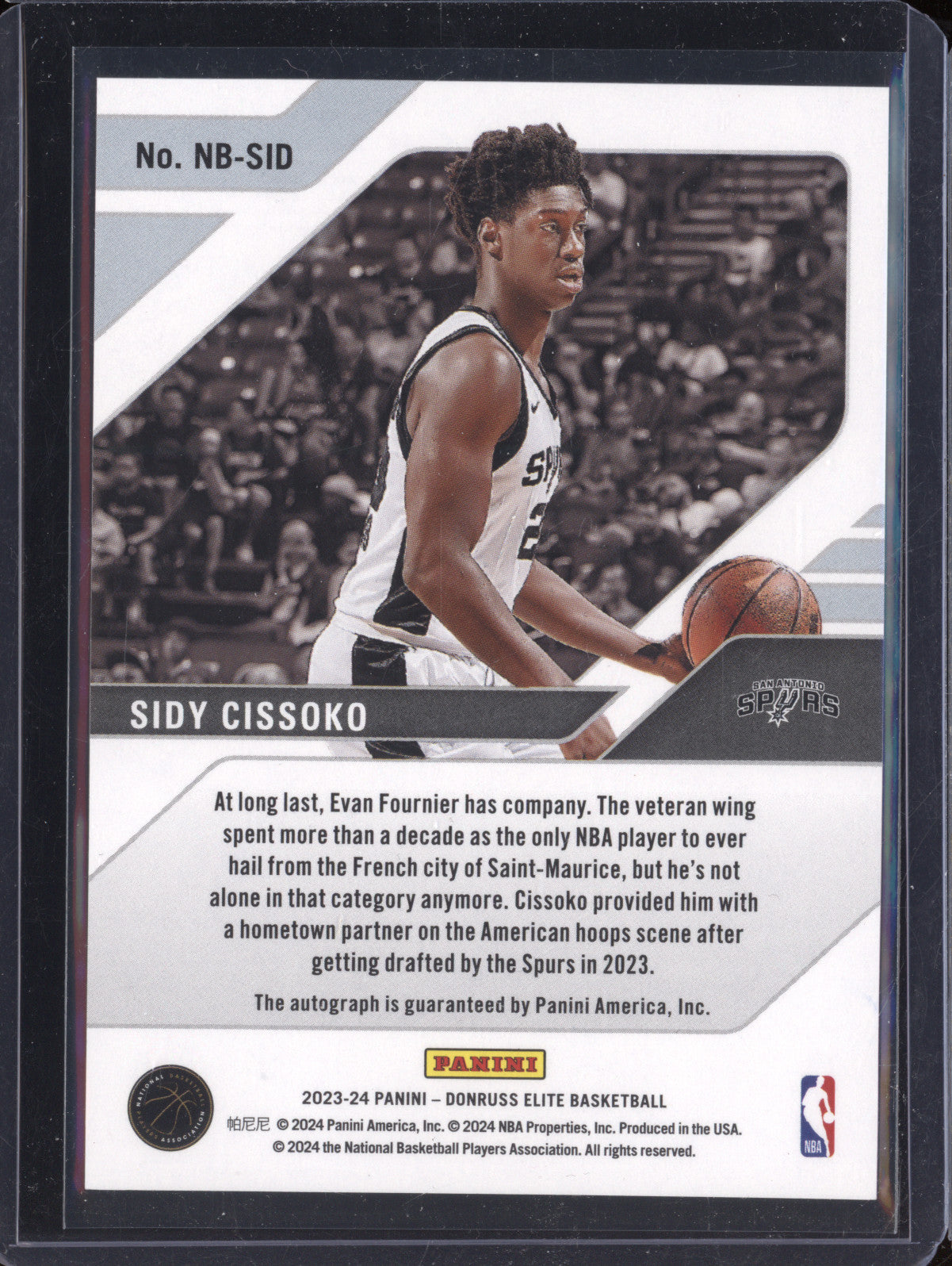 Sidy Cissoko 2023-24 Panini Donruss Elite New Breed Auto Red Gold Int RC 7/10