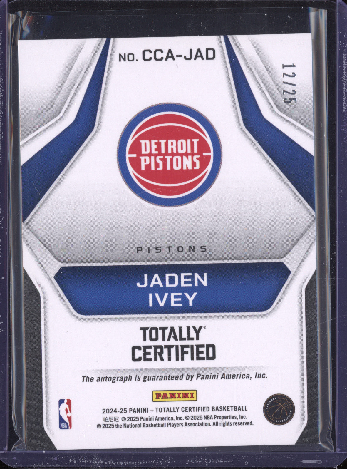 Jaden Ivey 2024-25 Panini Totally Certified CCA-JAD Competitor Auto Camo /25