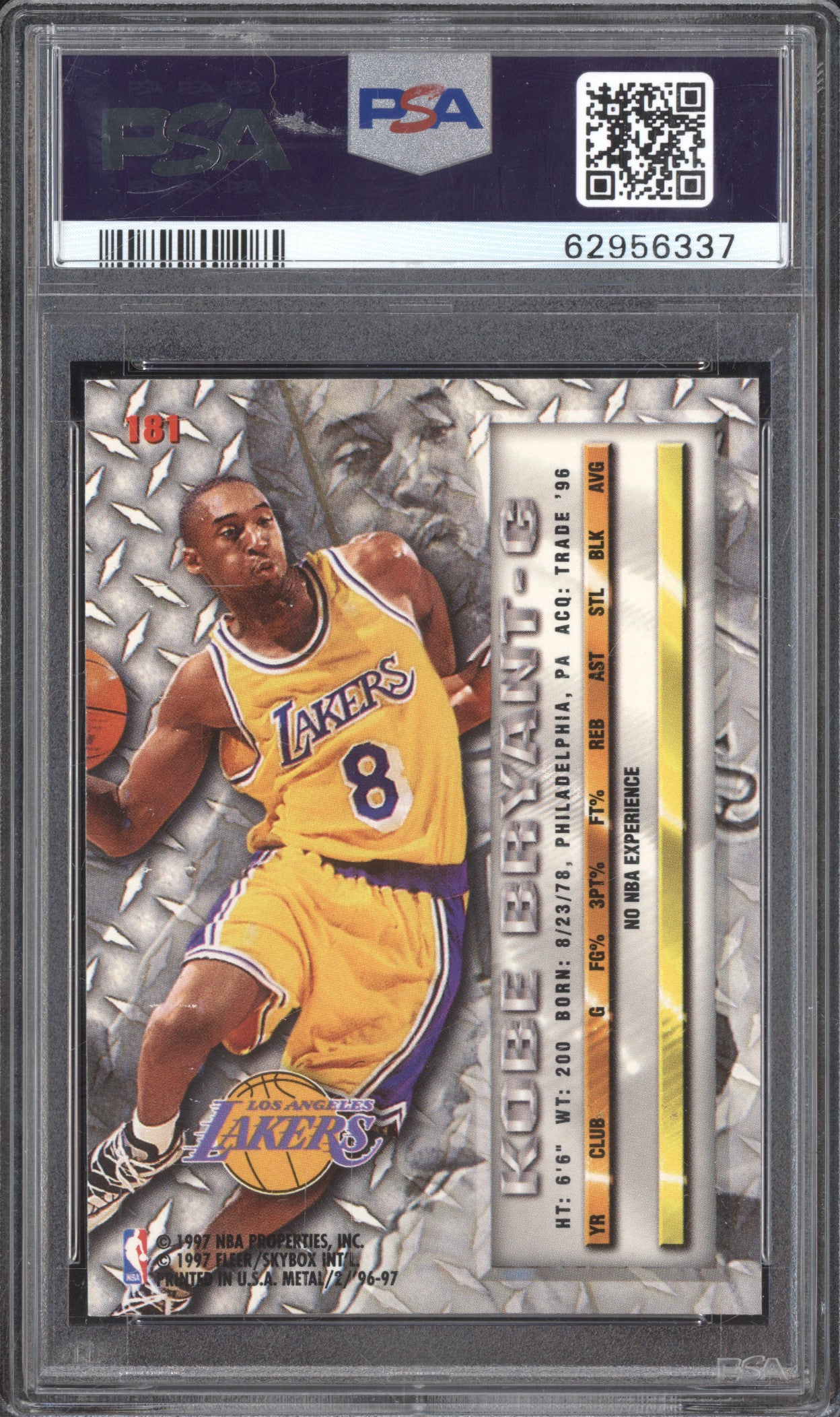 Kobe Bryant 1996-97 Fleer Metal 181 RC PSA 9