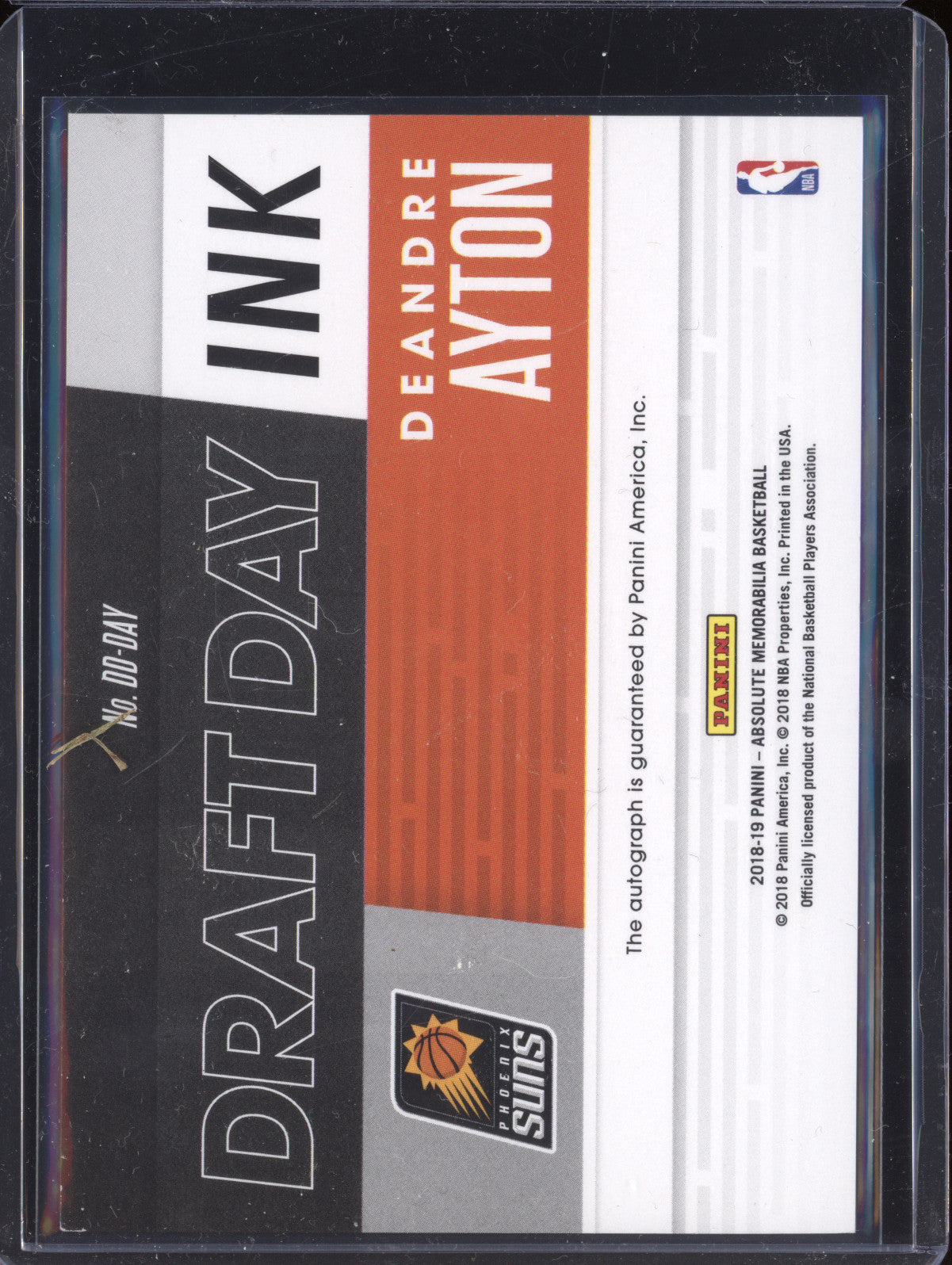 Deandre Ayton 2018-19 Panini Absolute DD-DAY Draft Day Ink Level 3 RC 2/10