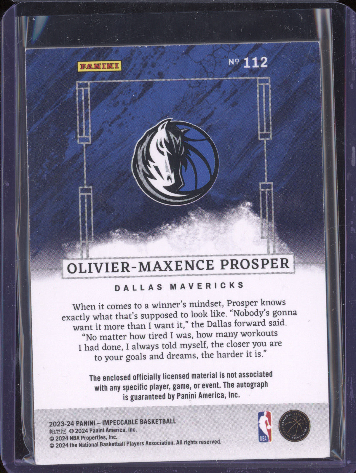 Olivier-Maxence Prosper 2023-24 Panini Impeccable Rookie Jersey Auto Int RC /88