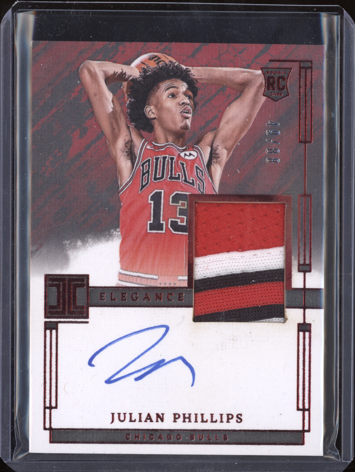 Julian Phillips 2023-24 Panini Impeccable 122 Rookie Jersey Auto Int RC 49/88