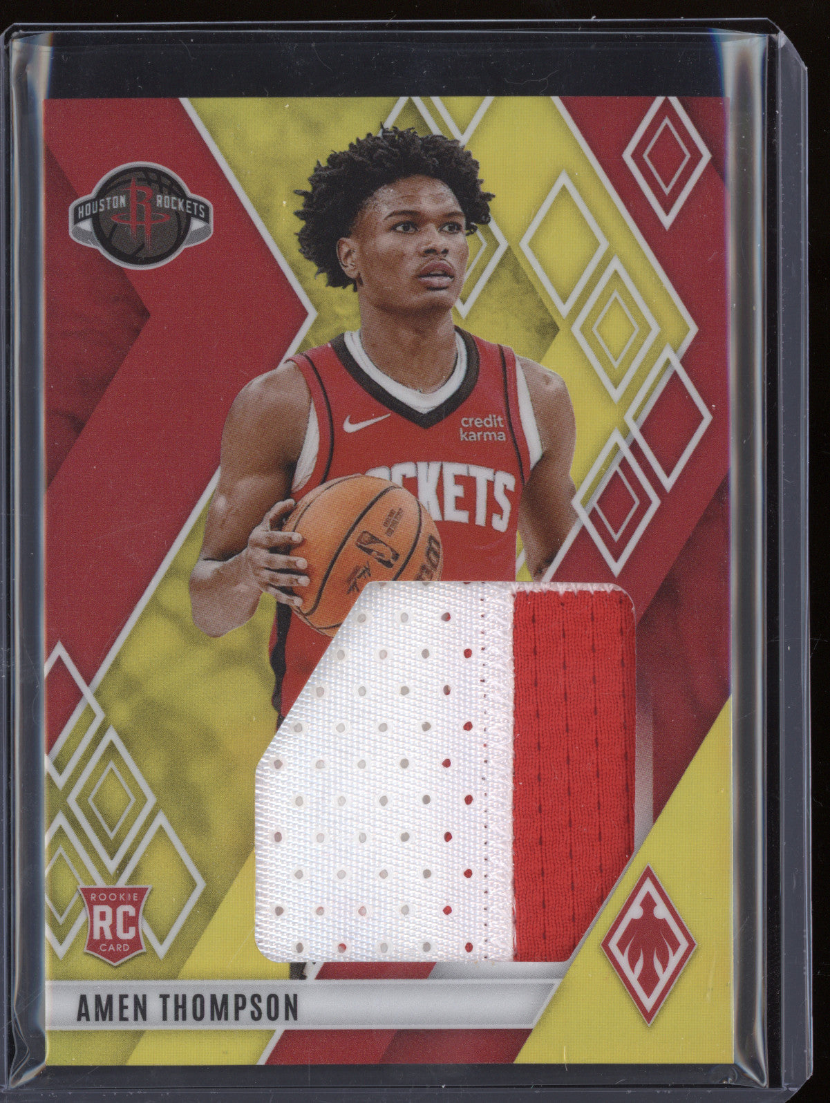 Amen Thompson 2023-24 Panini Phoenix RJM-AMN Rookie Jumbo Mem Yellow RC 1/49