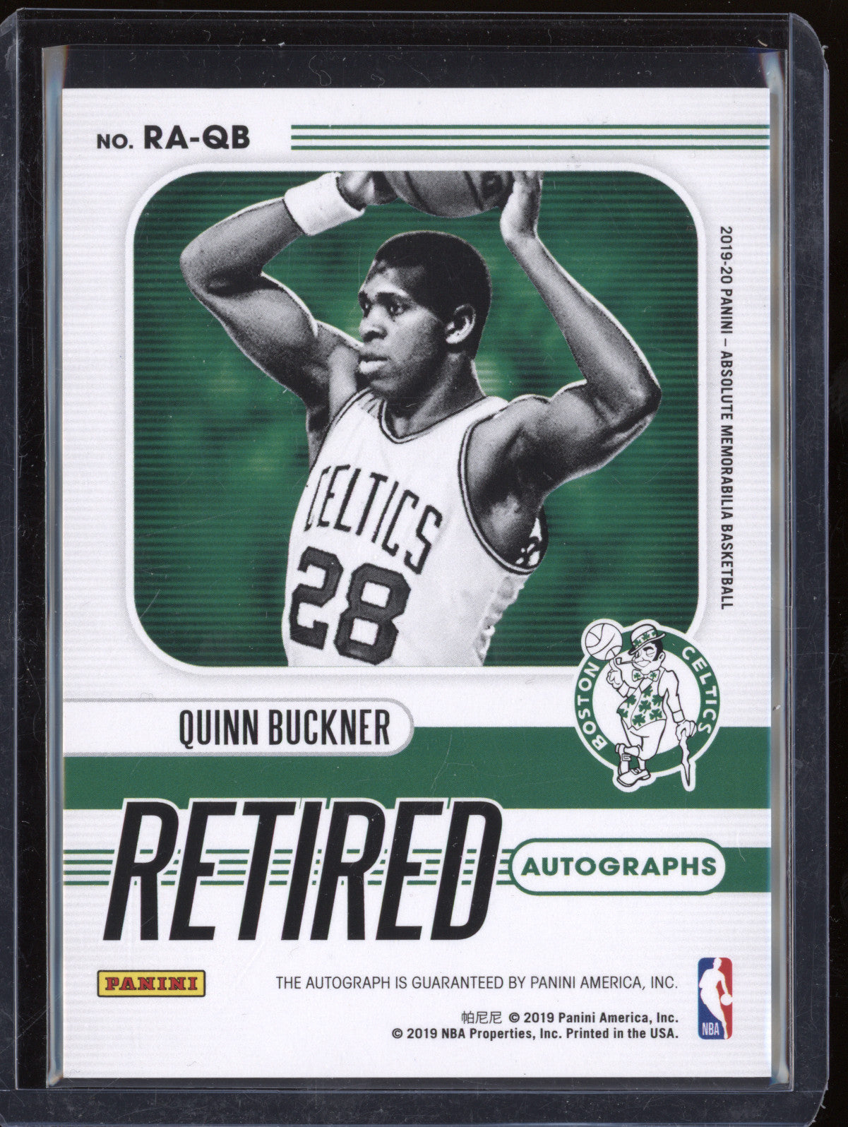 Quinn Buckner 2019-20 Panini Absolute RA-QB Retired Autographs Level 2 13/25