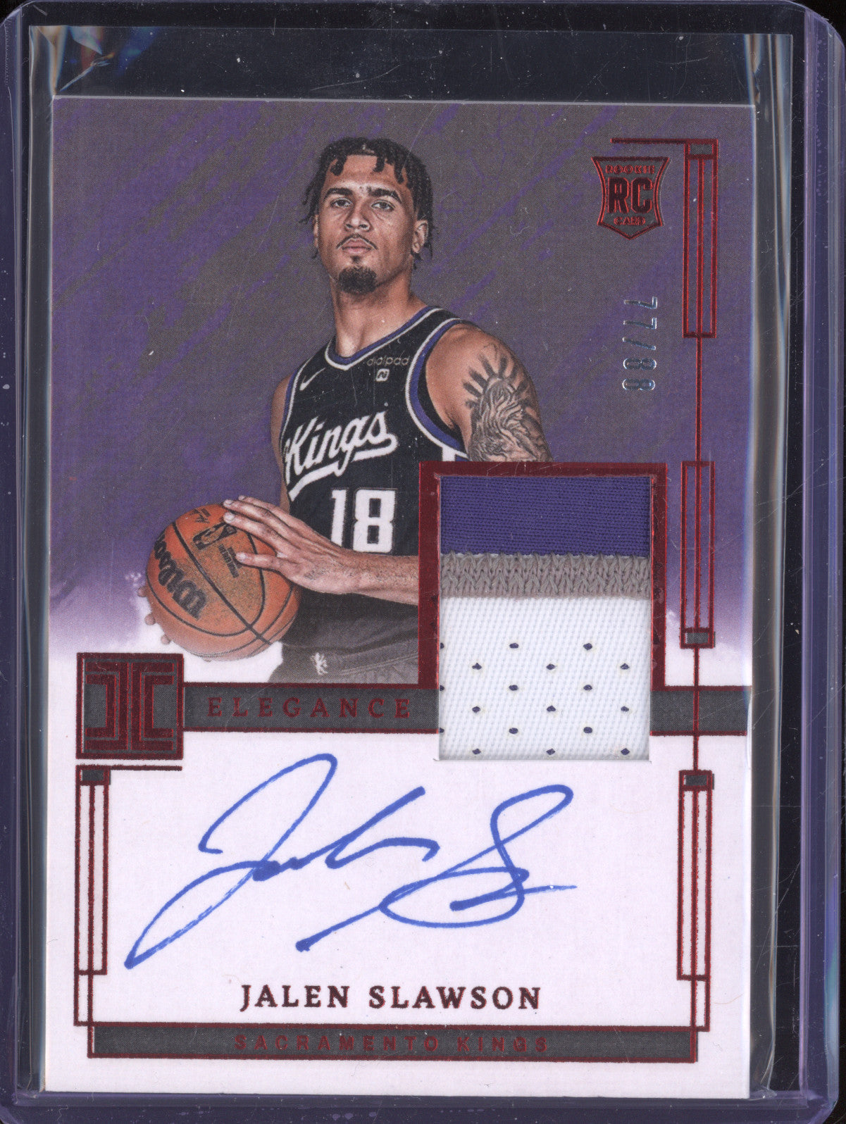 Jalen Slawson 2023-24 Panini Impeccable 138 Rookie Jersey Auto Int RC 77/88