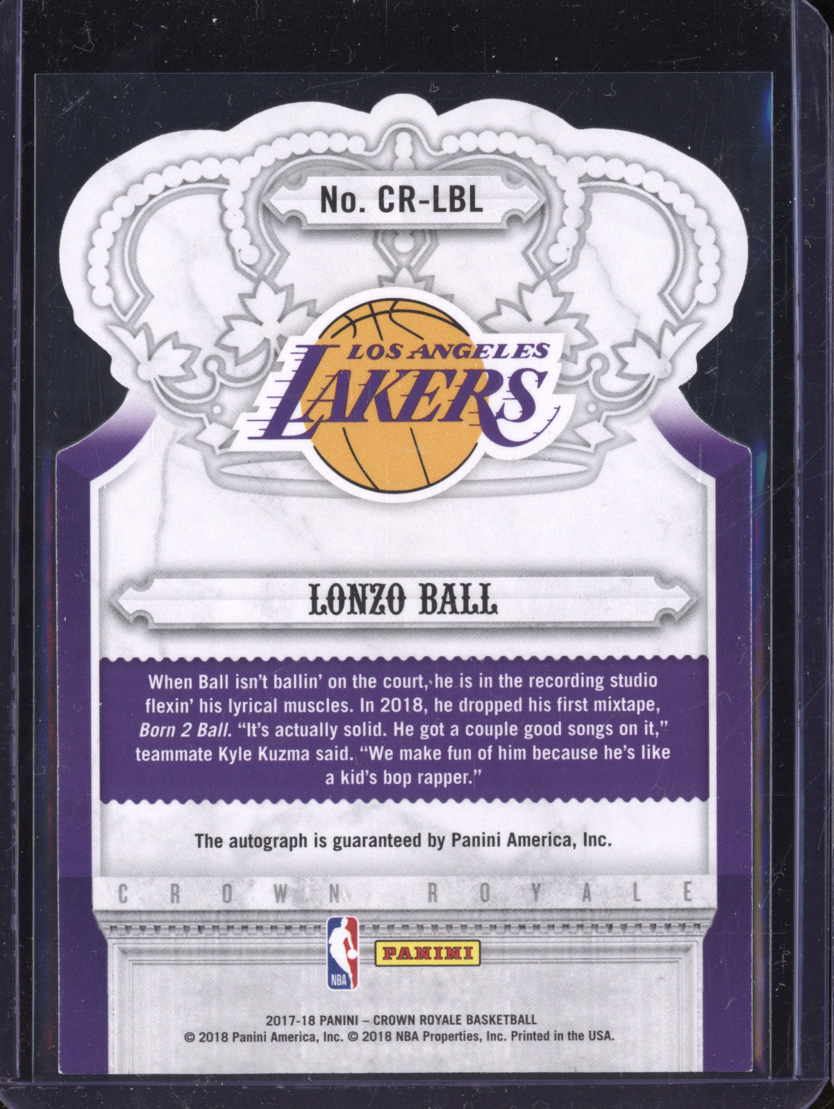 Lonzo Ball 2017-18 Panini Crown Royale CR-LBL Crown Auto Rookies Gold RC 3/10