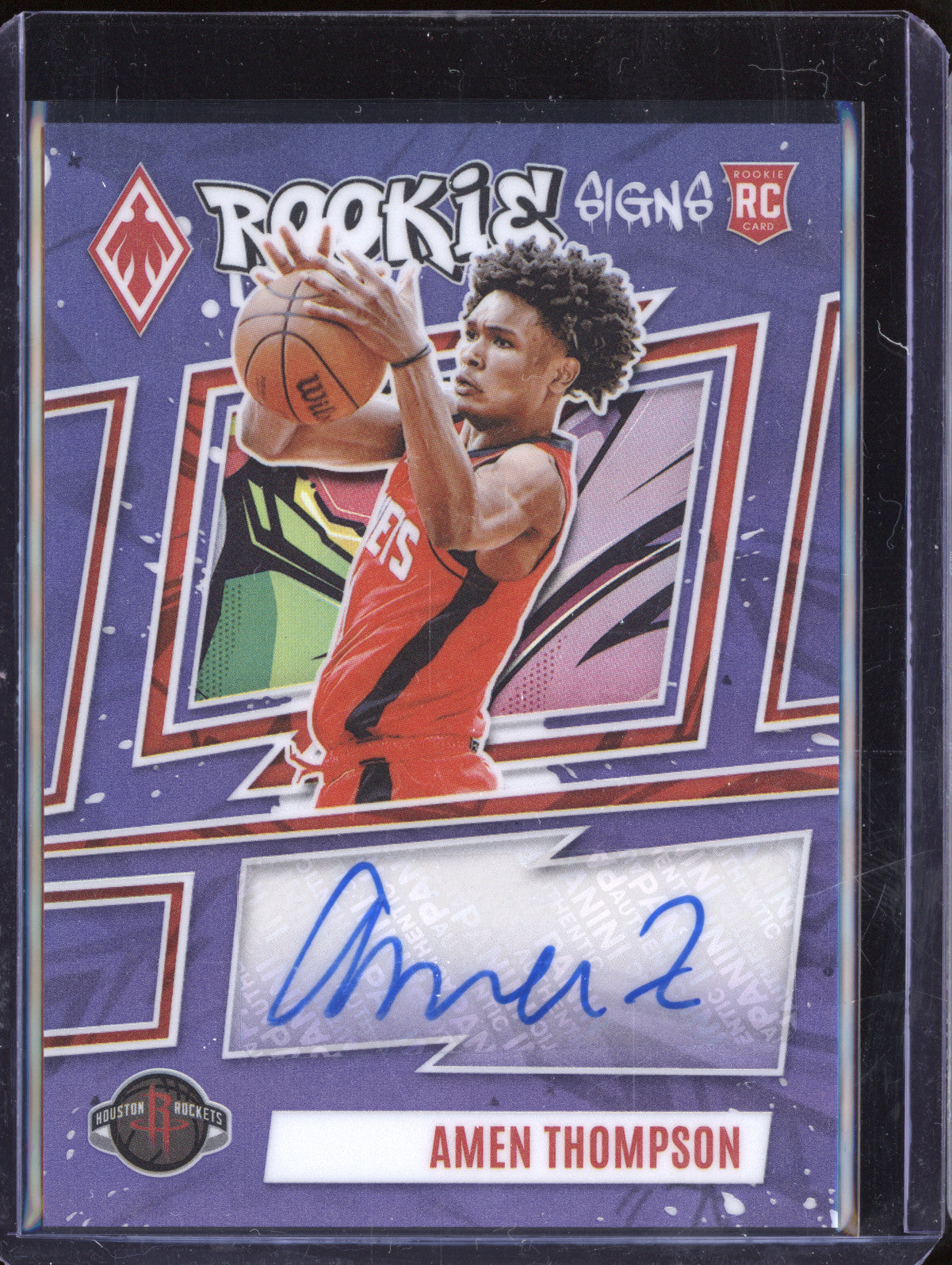 Amen Thompson 2023-24 Panini Phoenix RS-AMT Rookie Signs Auto Purple RC 8/75