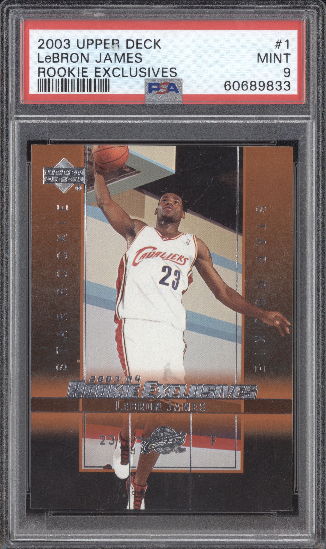LeBron James 2003-04 Upper Deck 1 Rookie Exclusives RC PSA 9