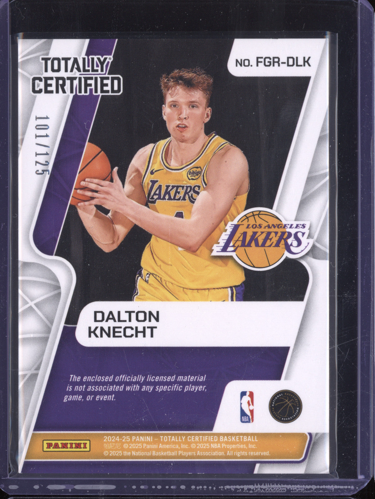 Dalton Knecht 2024-25 Totally Certified FGR-DLK Fabric of the Game RC 101/125
