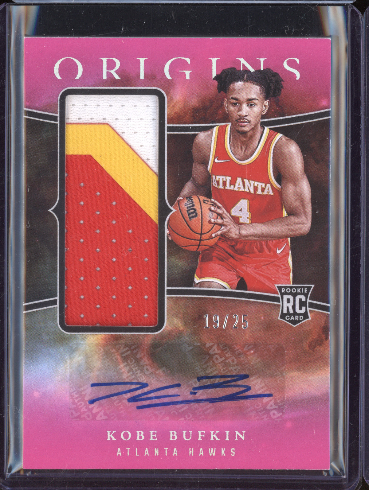 Kobe Bufkin 2023-24 Panini Origins RJA-KOB Rookie Jersey Auto Pink RC 19/25