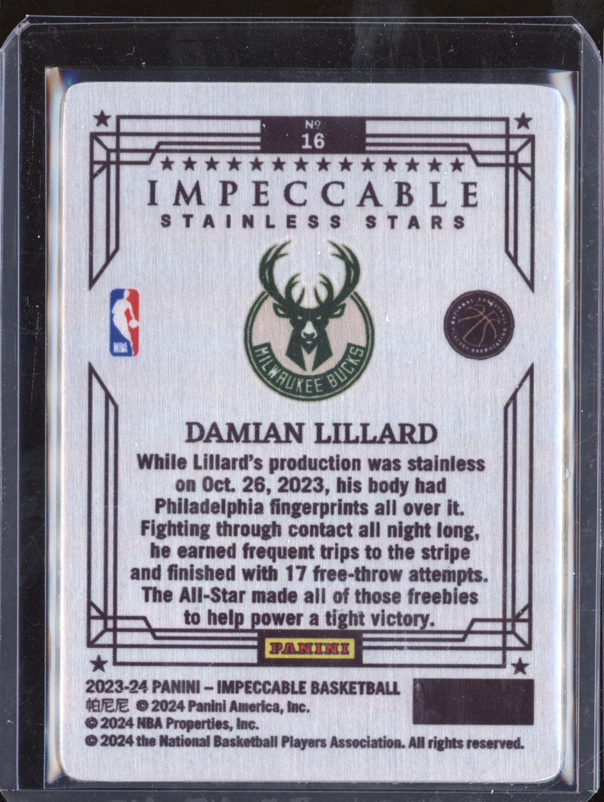 Damian Lillard 2023-24 Panini Impeccable 16 Stainless Stars International Red