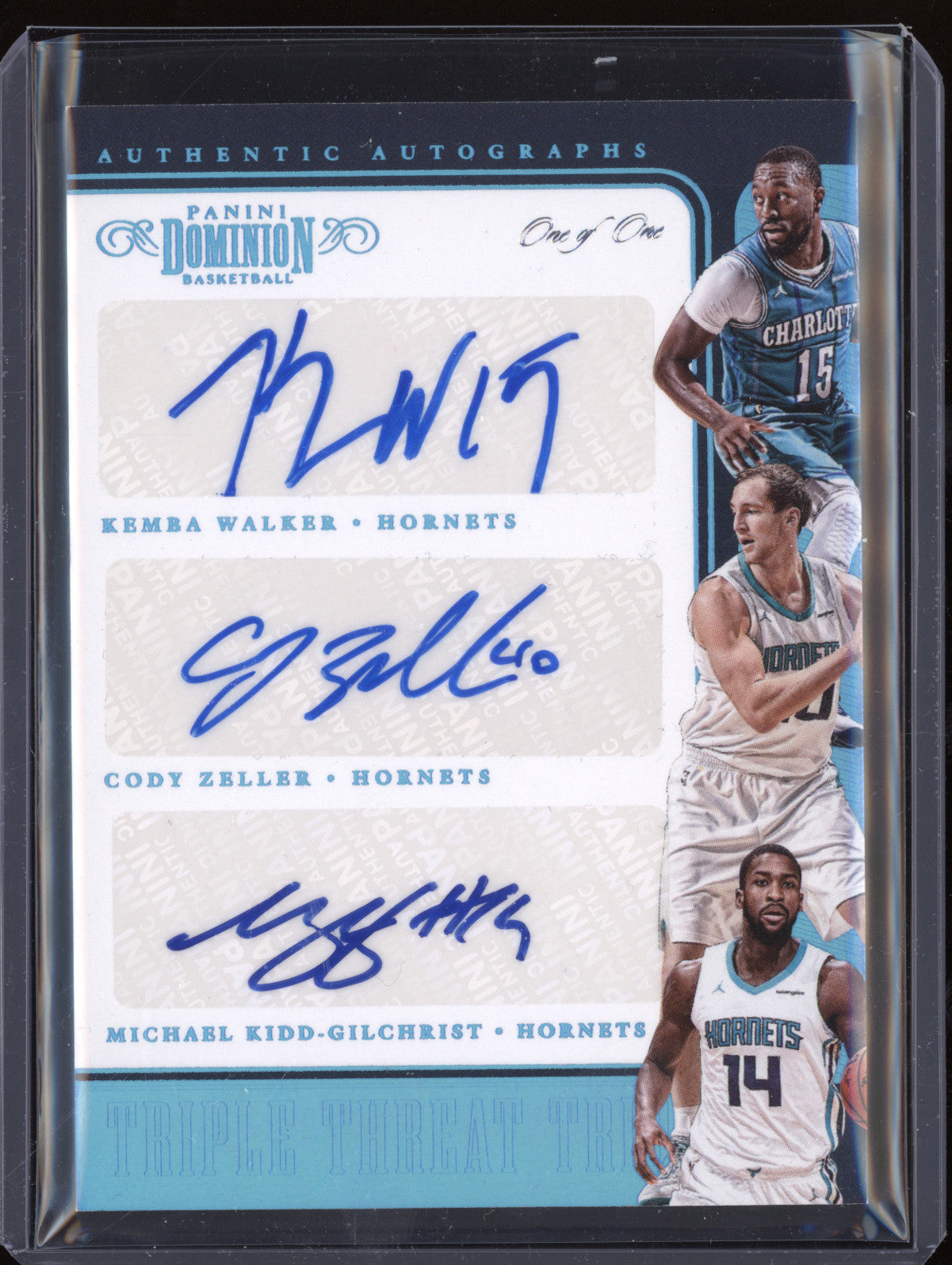 Kemba Zeller Gilchrist 2017-18 Panini Dominion TT-CHA Triple Auto Platinum 1/1