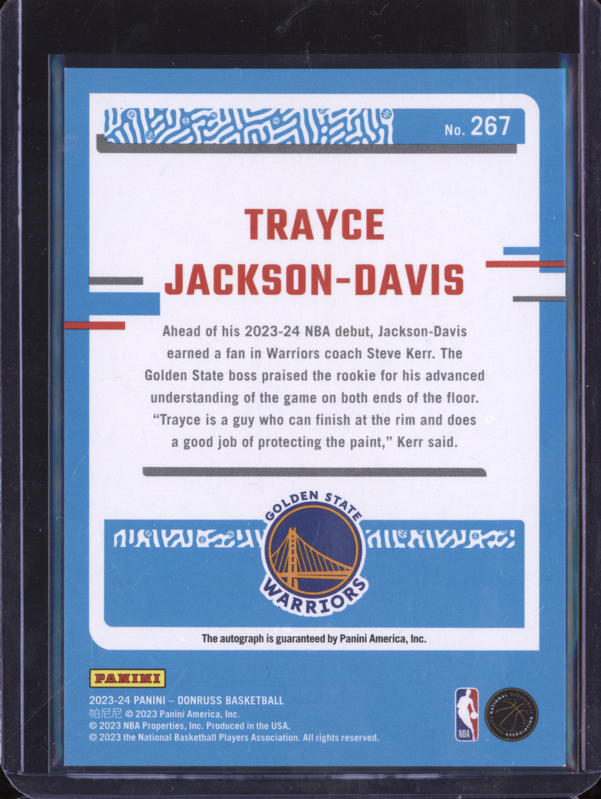 Trayce Jackson-Davis 2023-24 Panini Donruss Rookie Auto Red Laser Holo RC 32/49