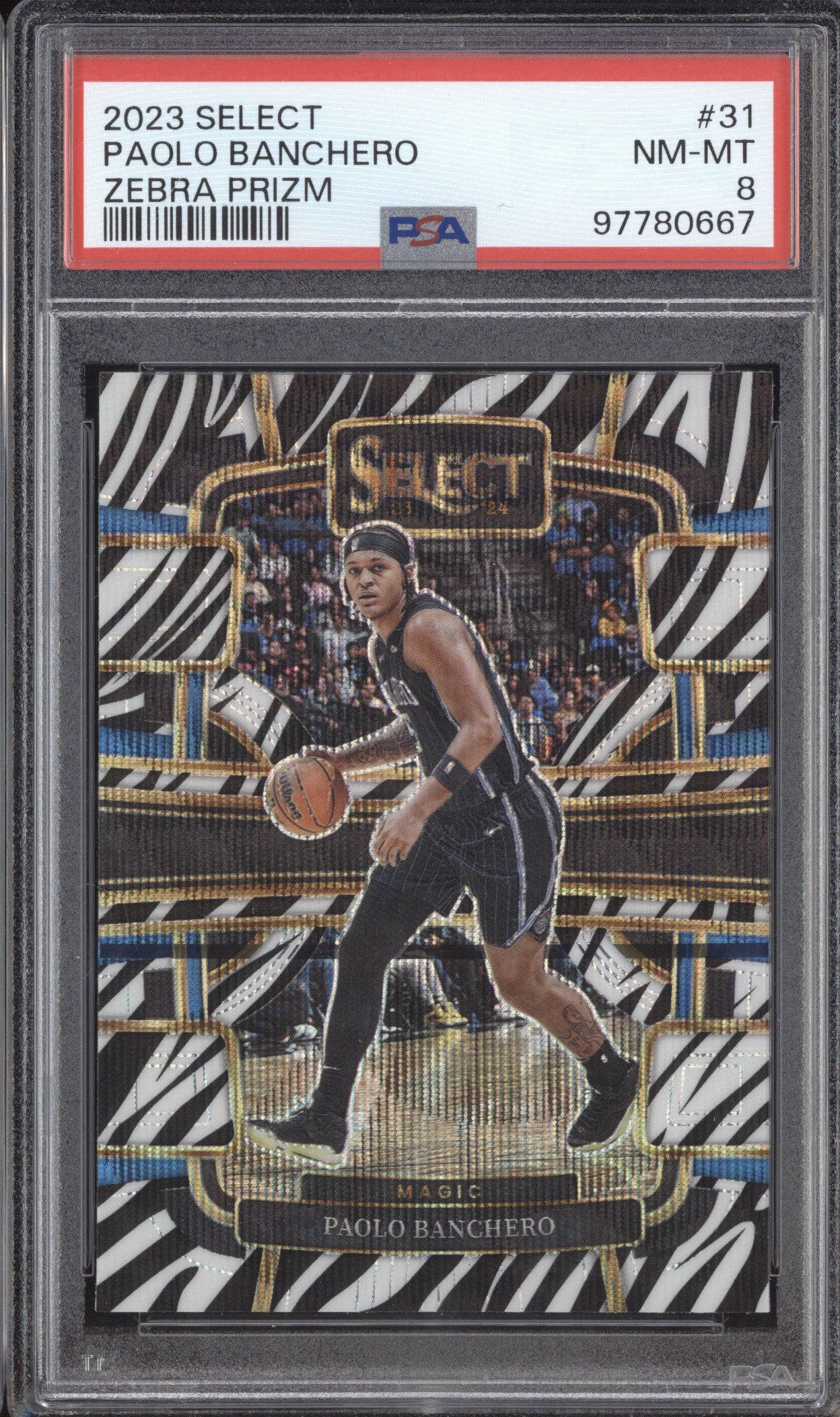 Paolo Banchero 2023-24 Panini Select 31 Zebra PSA 8