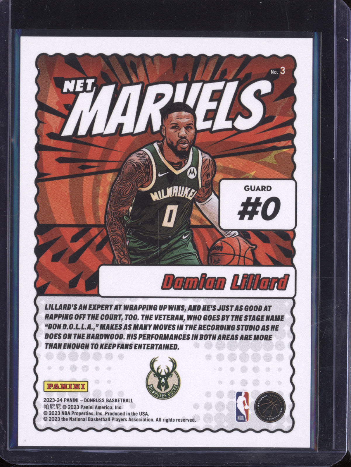 Damian Lillard 2023-24 Panini Donruss 3 Net Marvels Red Fireworks 19/25