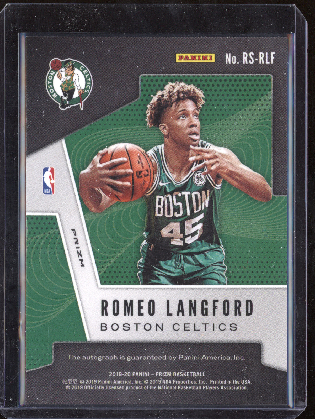 Romeo Langford 2019-20 Panini Prizm RS-RLF Rookie Signatures Silver RC