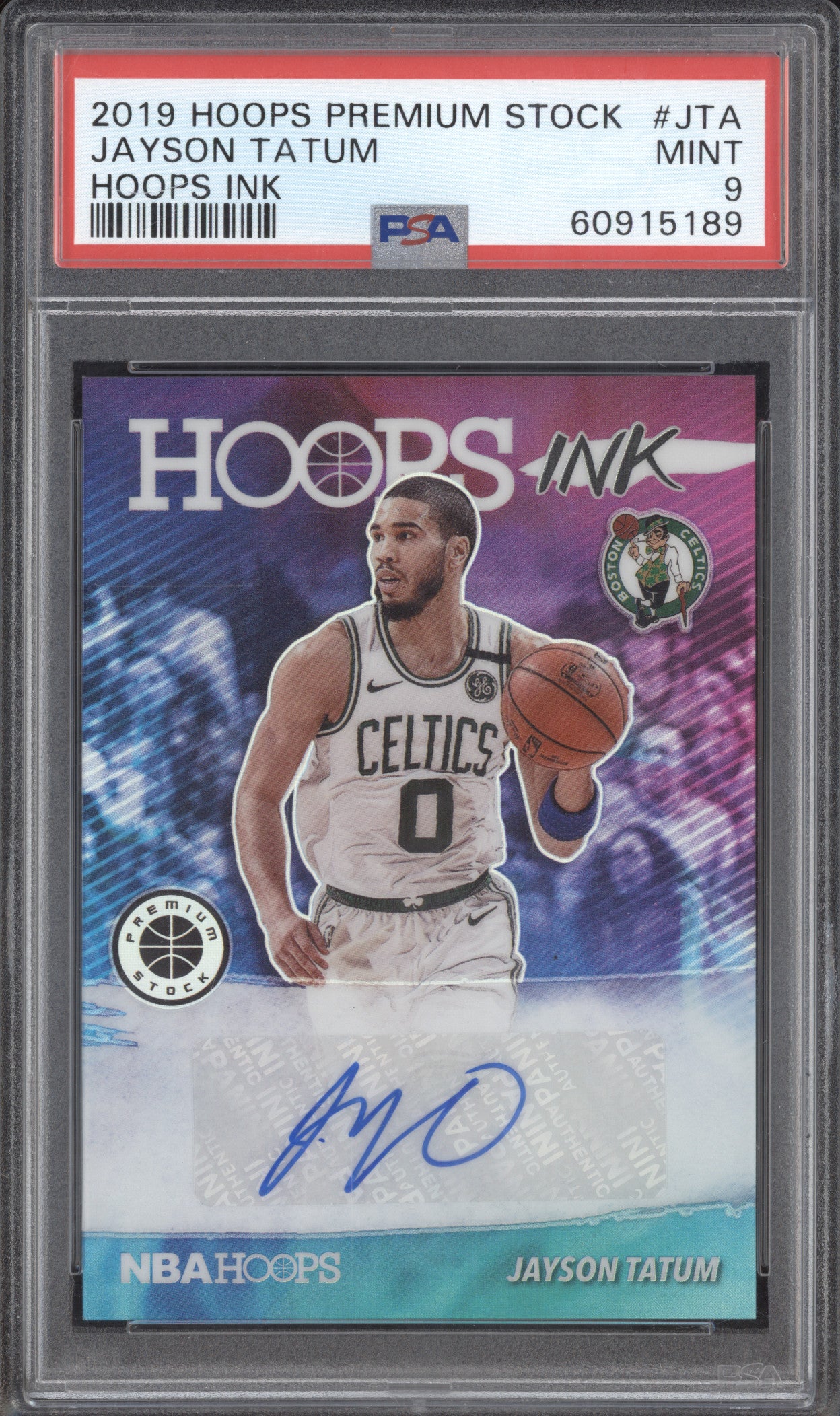 Jayson Tatum 2019-20 Panini Hoops Premium Stock HI-JTA Hoops Ink PSA 9