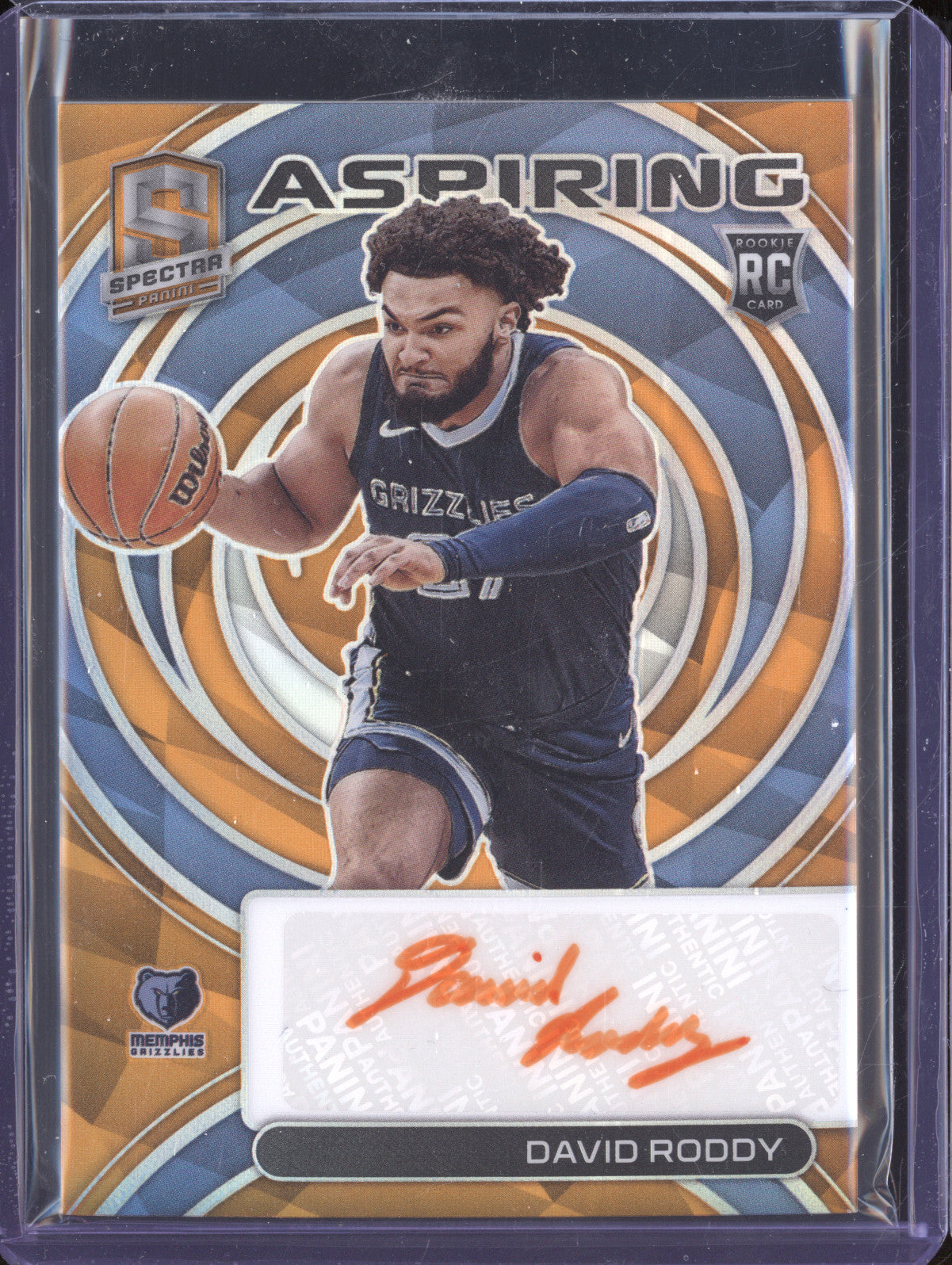 David Roddy 2022-23 Panini Spectra AA-DVR Aspiring Auto Orange RC 4/15