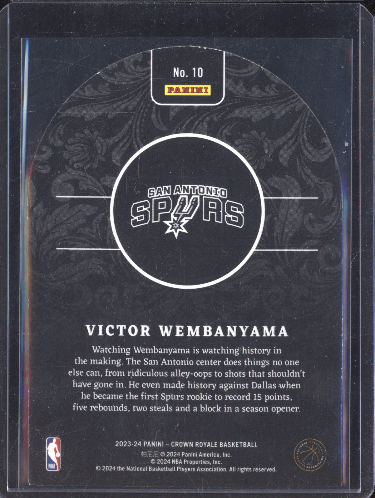 Victor Wembanyama 2023-24 Panini Crown Royale 10 Rookie Royalty Silver Int /18