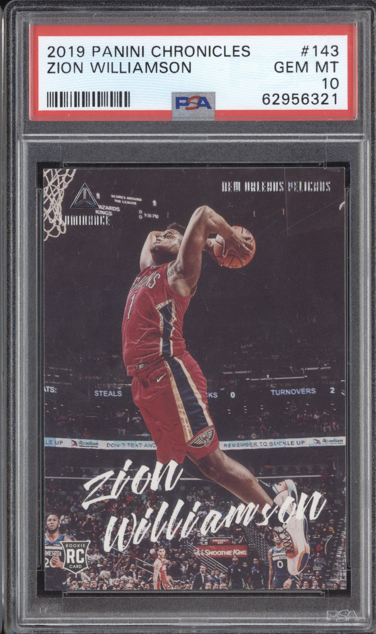 Zion Williamson 2019-20 Panini Chronicles 143 Luminance RC PSA 10