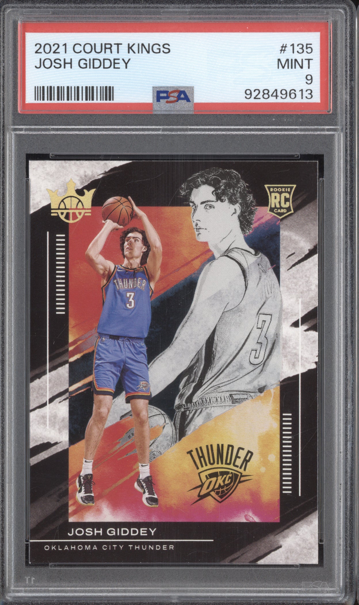 Josh Giddey 2021-22 Panini Court Kings 135 RC PSA 9