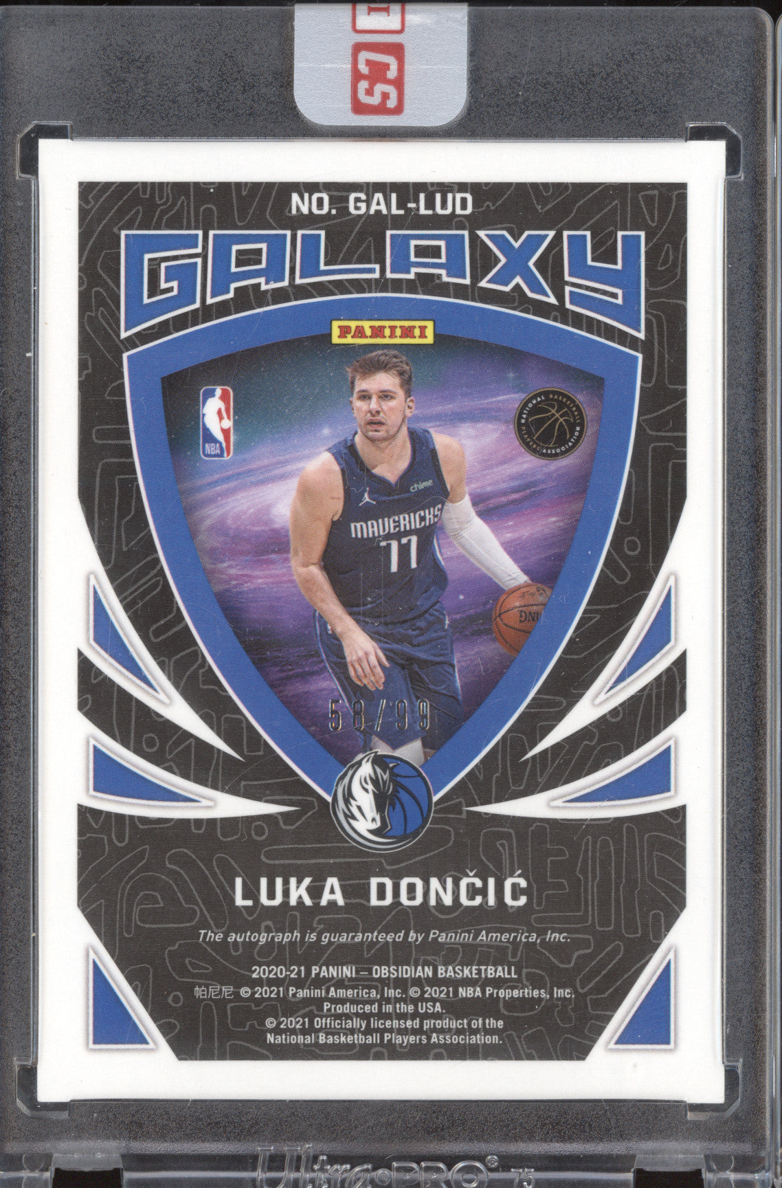 Luka Doncic 2020-21 Panini Obsidian GAL-LUD Galaxy Auto 58/99