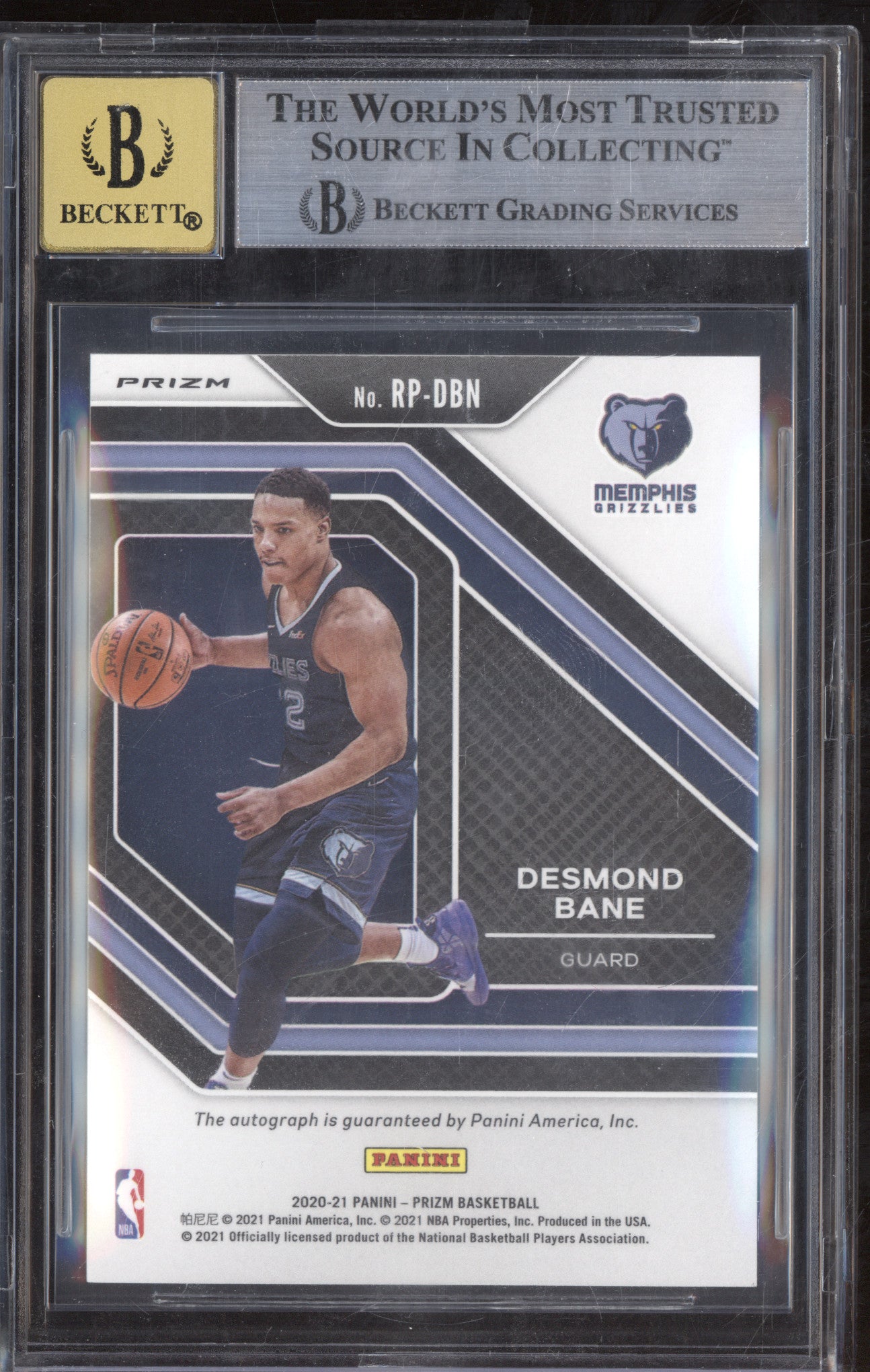 Desmond Bane 2020-21 Panini Prizm RP-DBN Rookie Penmanship Silver RC BGS 9/10