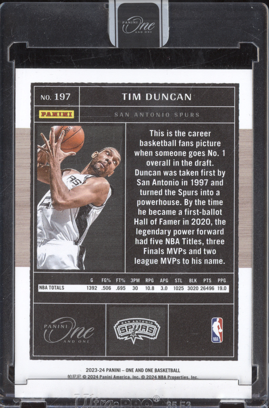 Tim Duncan 2023-24 Panini One and One 197 Blue 25/35