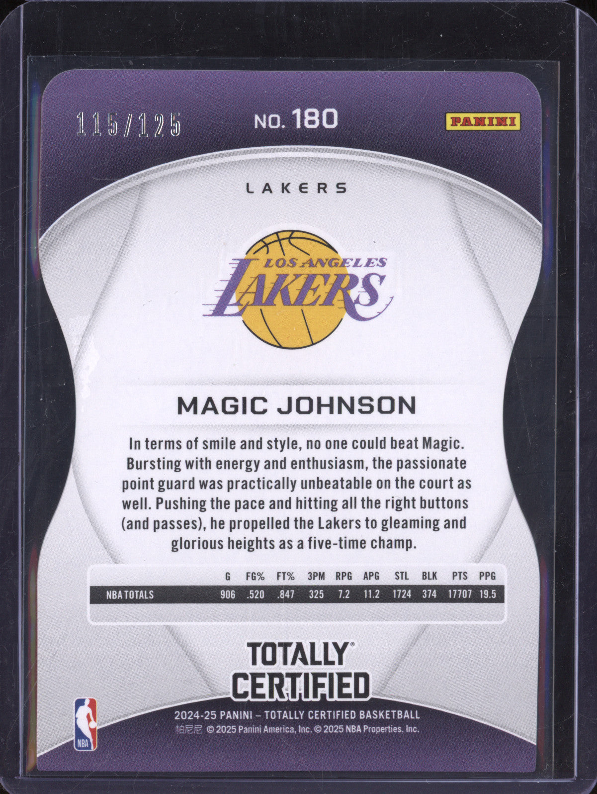 Magic Johnson 2024-25 Panini Totally Certified 180 Pink Die-Cut 115/125