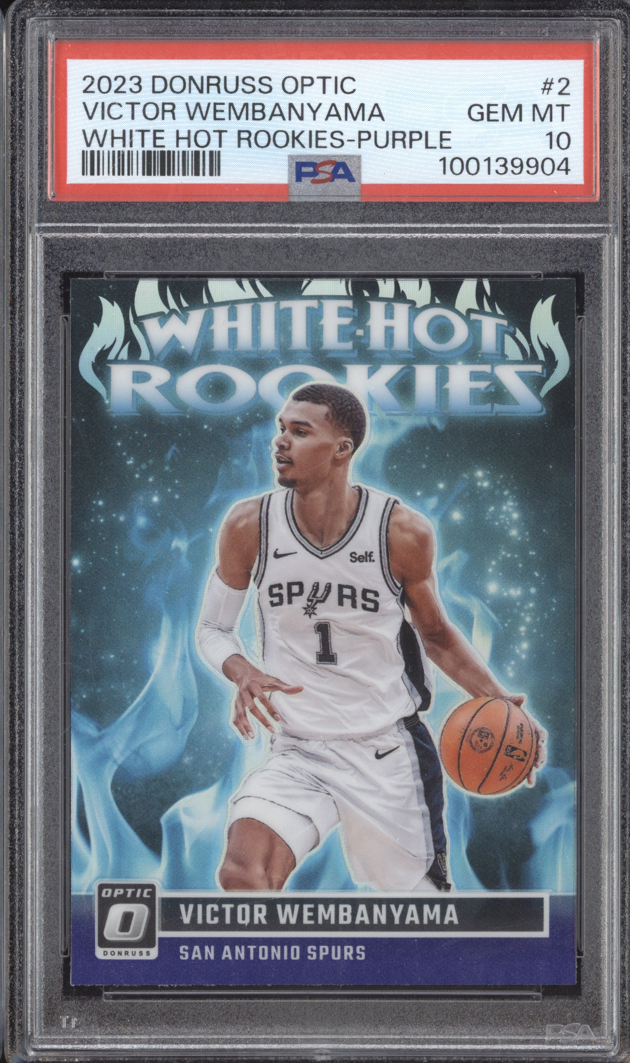 Victor Wembanyama 2023-24 Panini Donruss Optic 2 White Hot RC Purple RC PSA 10
