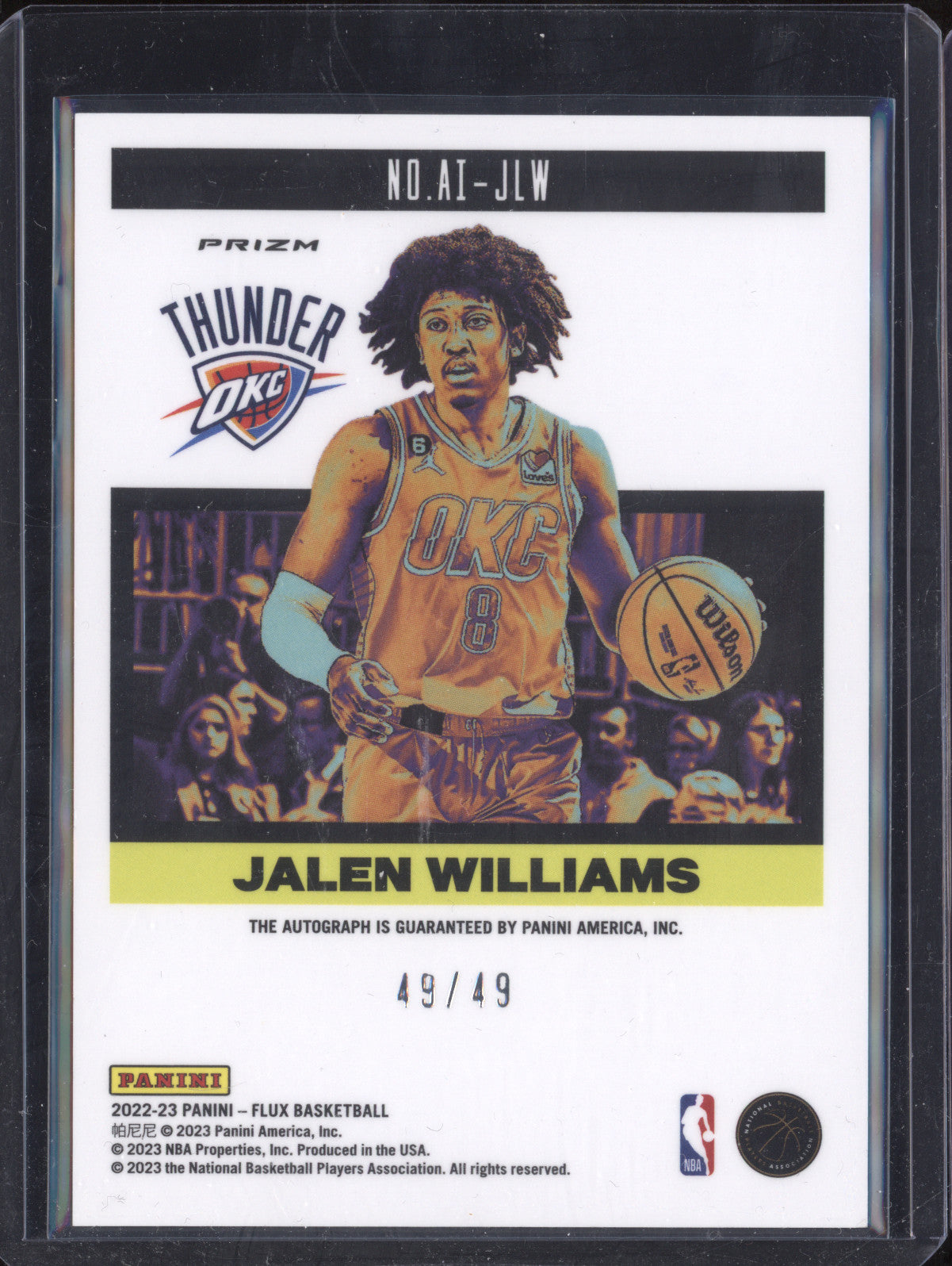 Jalen Williams 2022-23 Panini Flux AI-JLW Autograph Influx Red RC 49/49