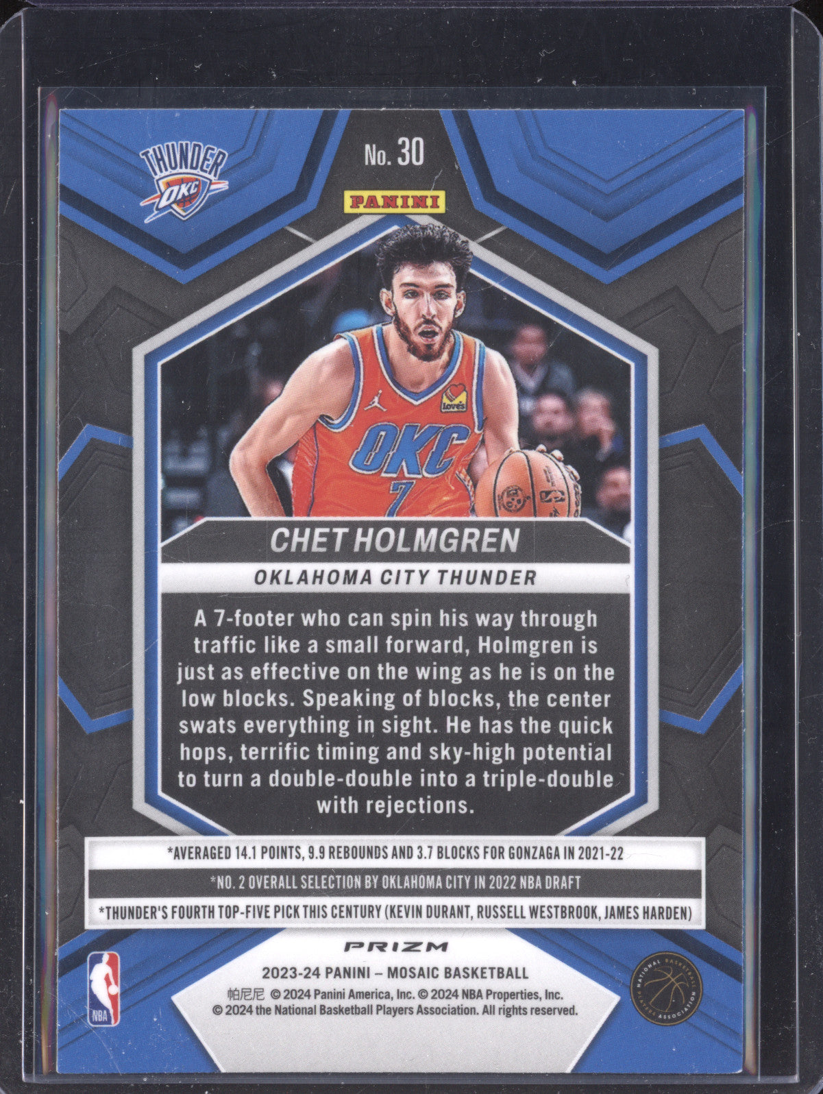 Chet Holmgren 2023-24 Panini Mosaic 30 Peacock