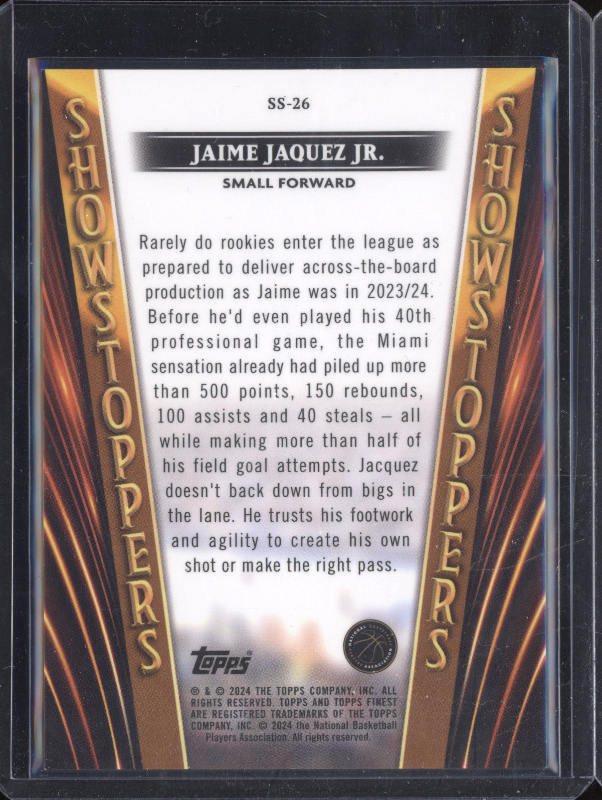 Jaime Jaquez Jr 2023-24 Topps Finest SS-26 Showstoppers Red RC 1/5