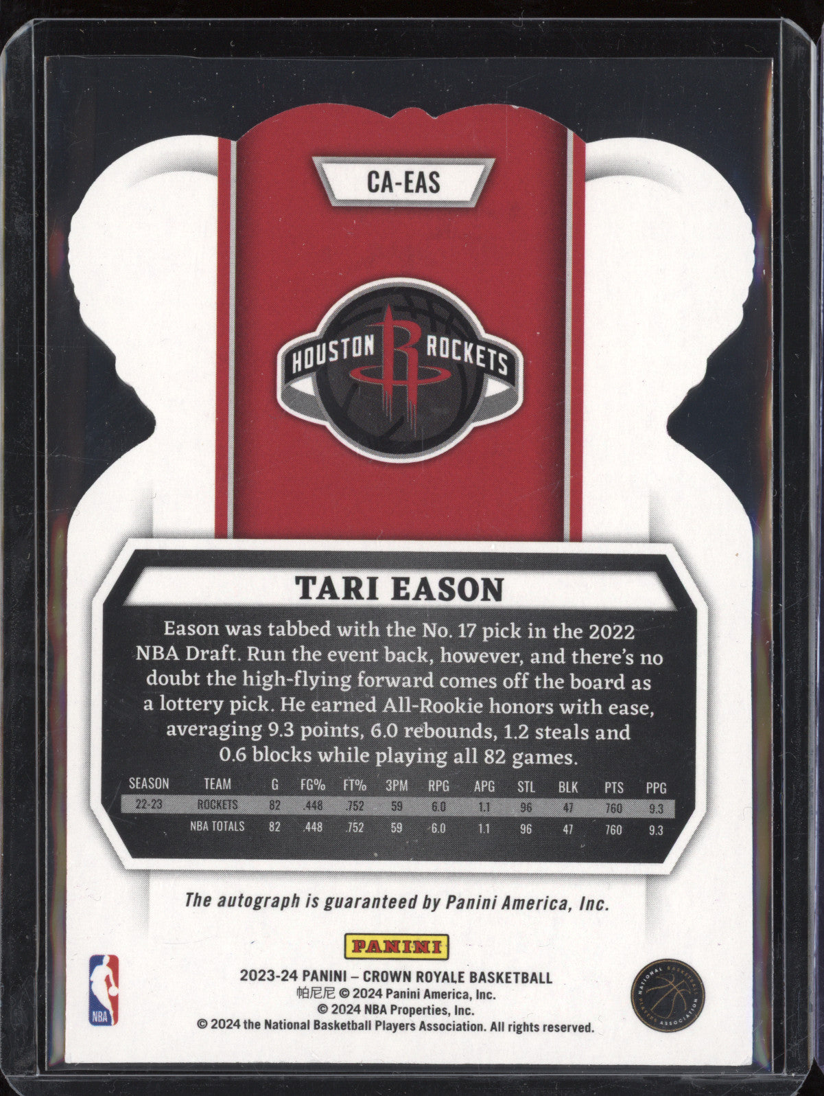 Tari Eason 2023-24 Panini Crown Royale CA-EAS Crown Autograph Purple 25/25