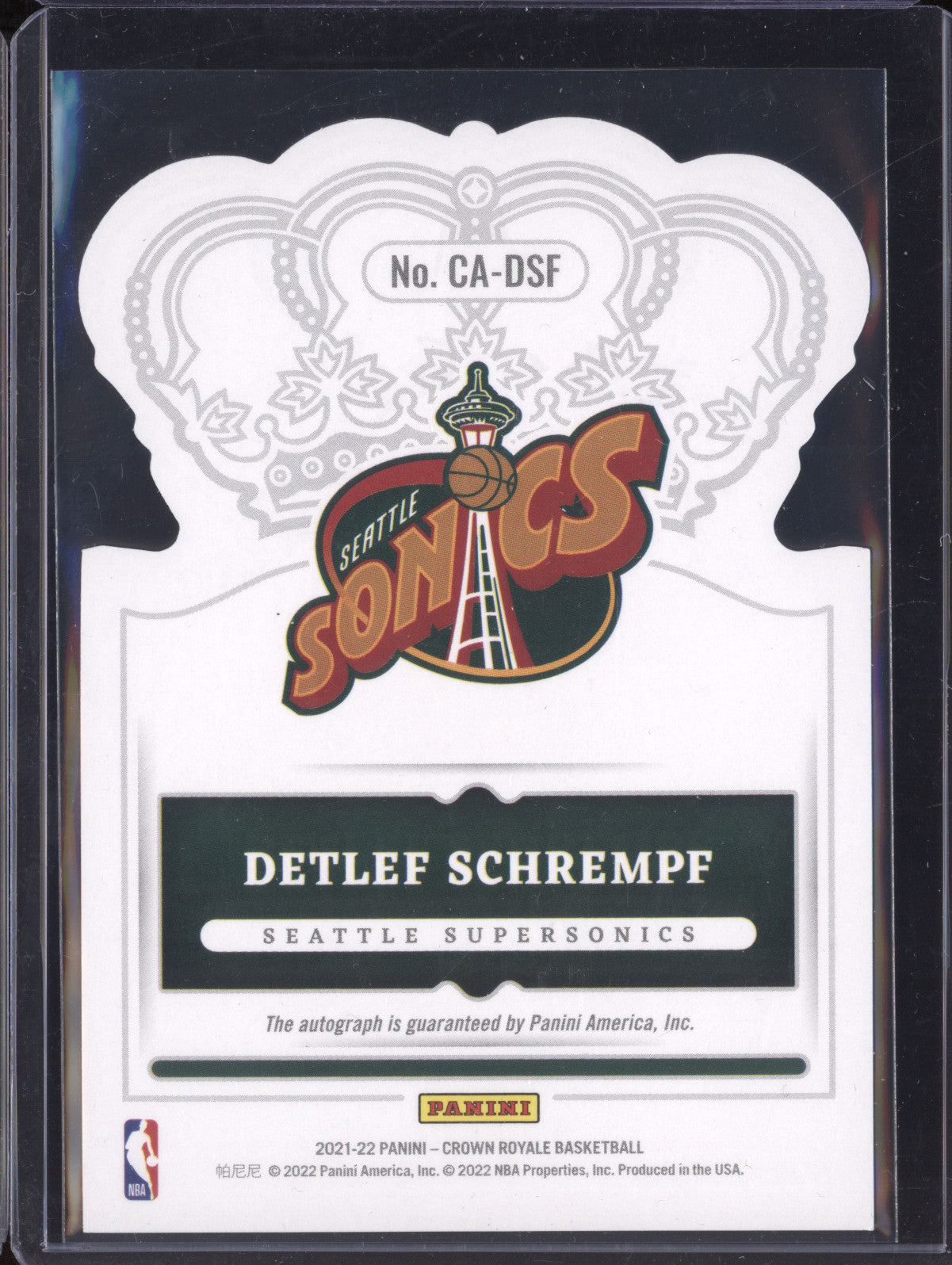 Detlef Schrempf 2021-22 Panini Crown Royale CA-DSF Crown Autograph Red 44/49