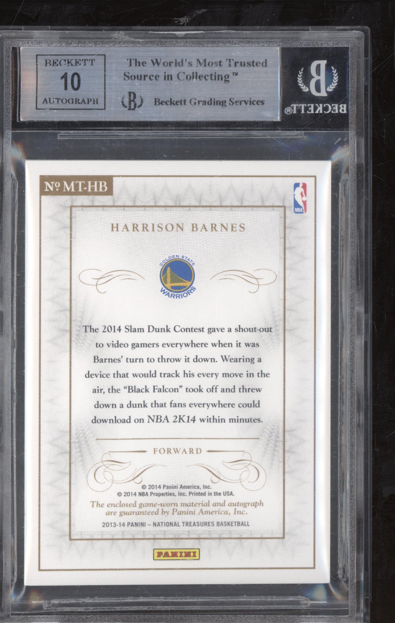 Harrison Barnes 2013-14 Panini National Treasures Material Auto /99 BGS 9