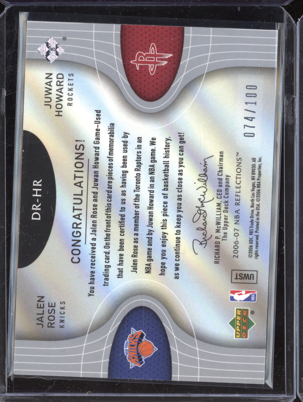 Jalen Rose Juwan Howard 2006-07 Upper Deck Reflections Dual Fabric Jersey 74/100