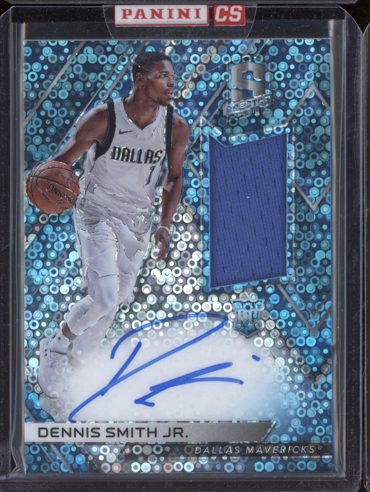 Dennis Smith Jr 2017-18 Panini Spectra 119 Rookie Jersey Auto Neon Blue RC 87/99
