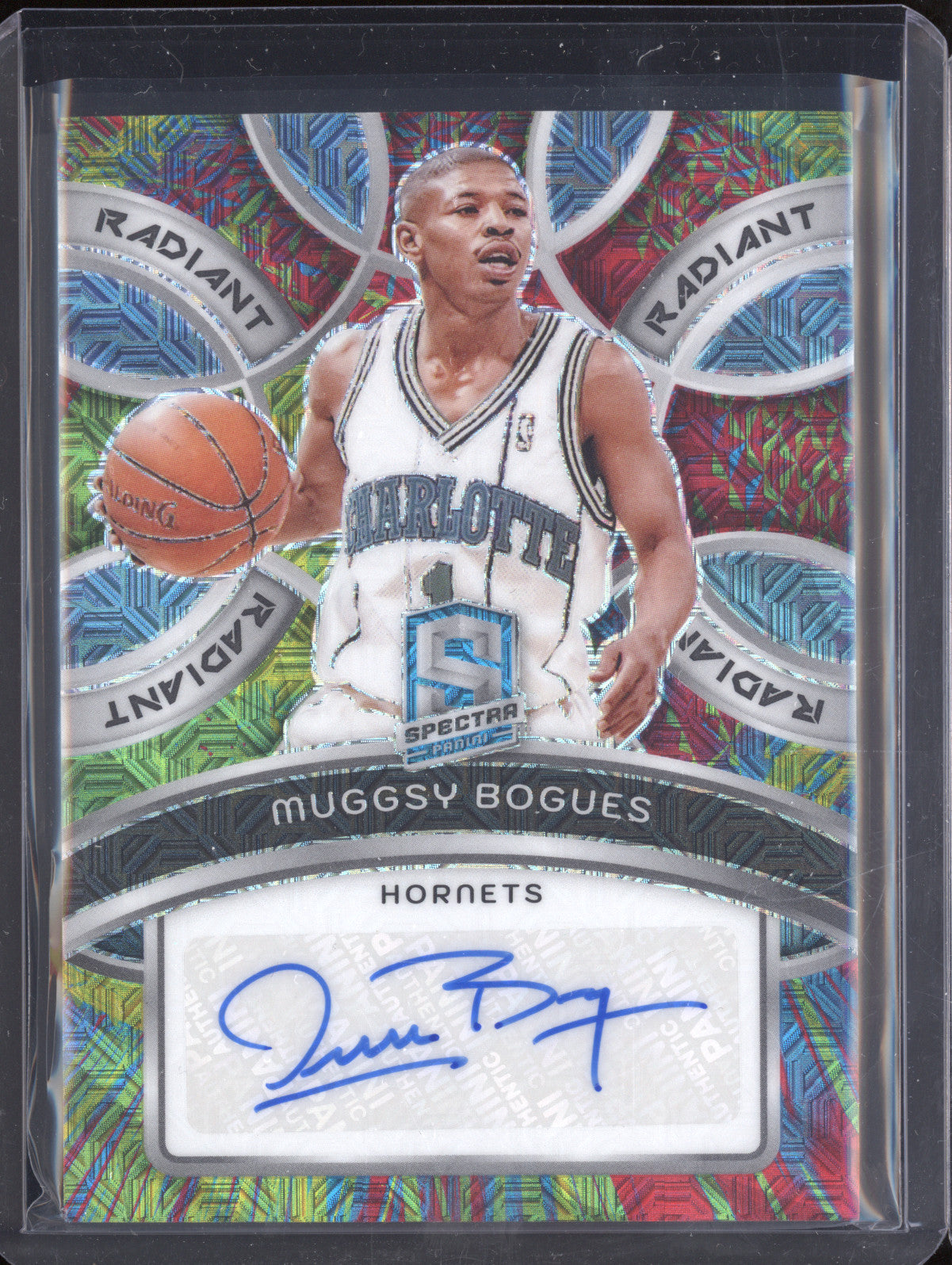 Muggsy Bogues 2023-24 Panini Spectra RS-MGB Radiant Signatures Meta 5/25