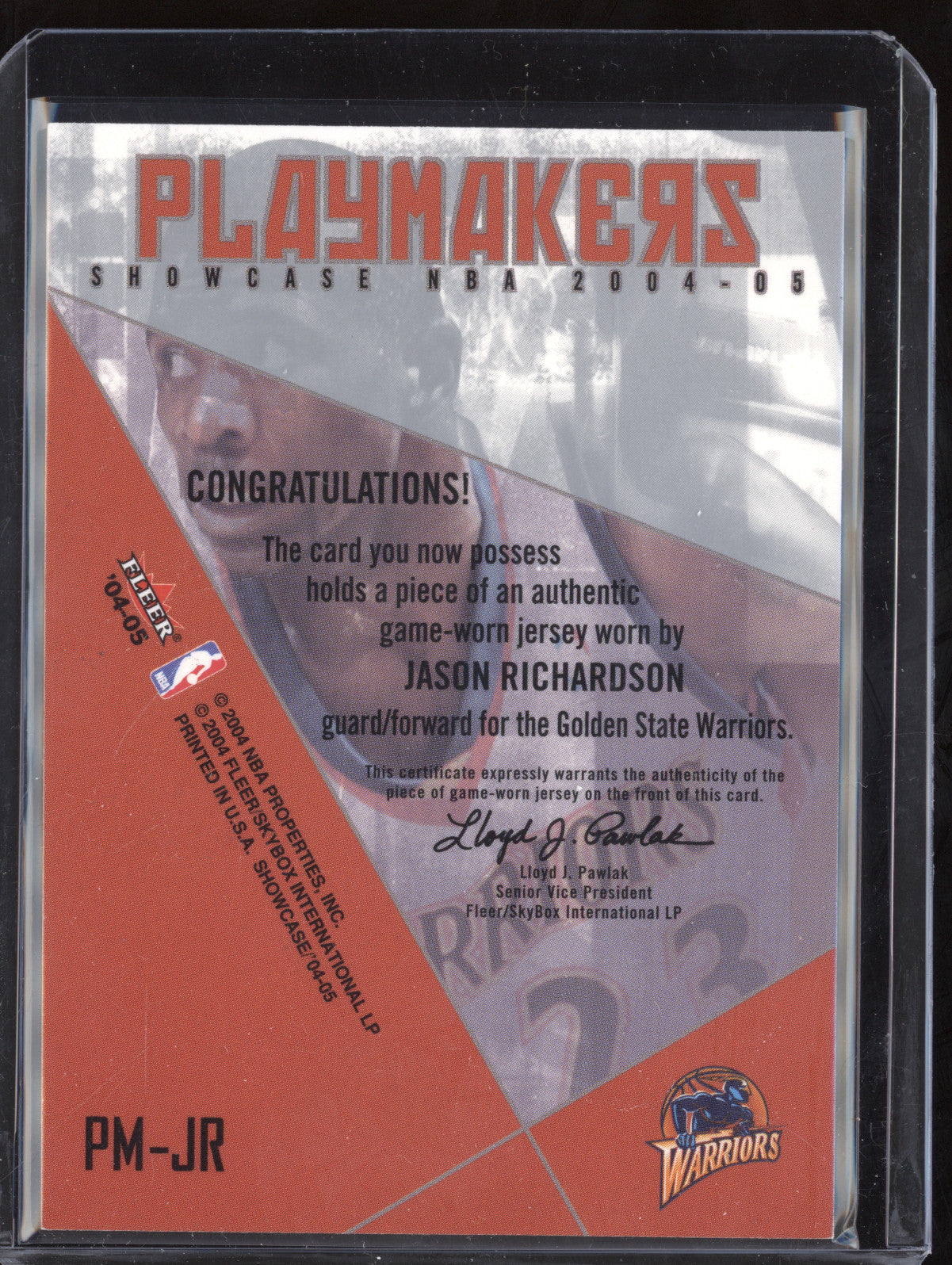 Jason Richardson 2004-05 Fleer Showcase PM-JR Playmakers Jersey