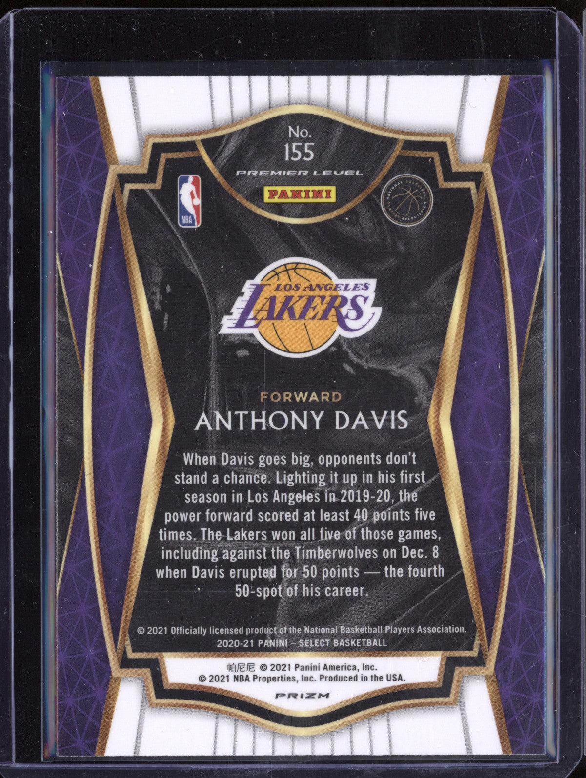 Anthony Davis 2020-21 Panini Select 155 Elephant