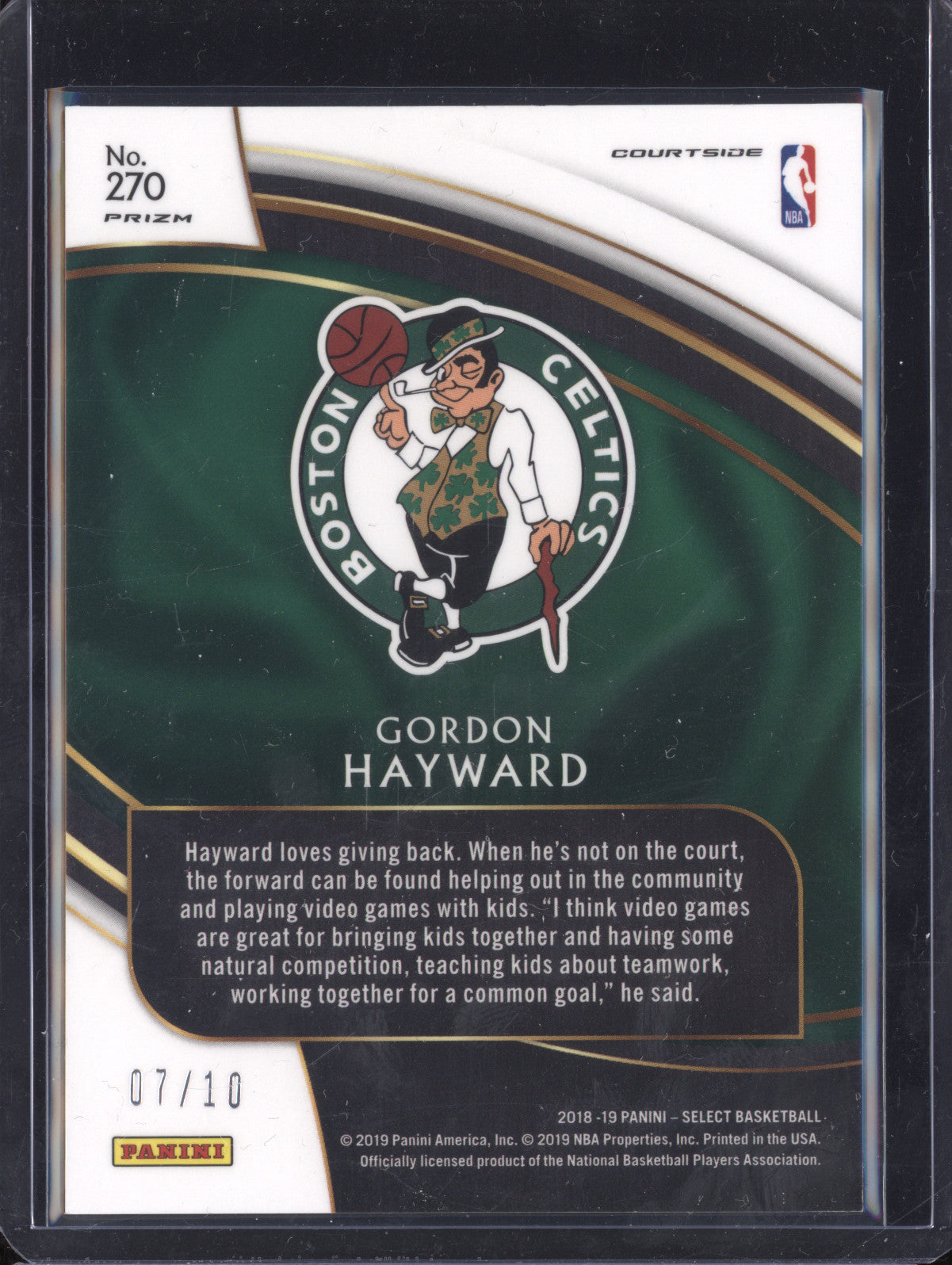 Gordon Hayward 2018-19 Panini Select 270 Courtside Gold 7/10